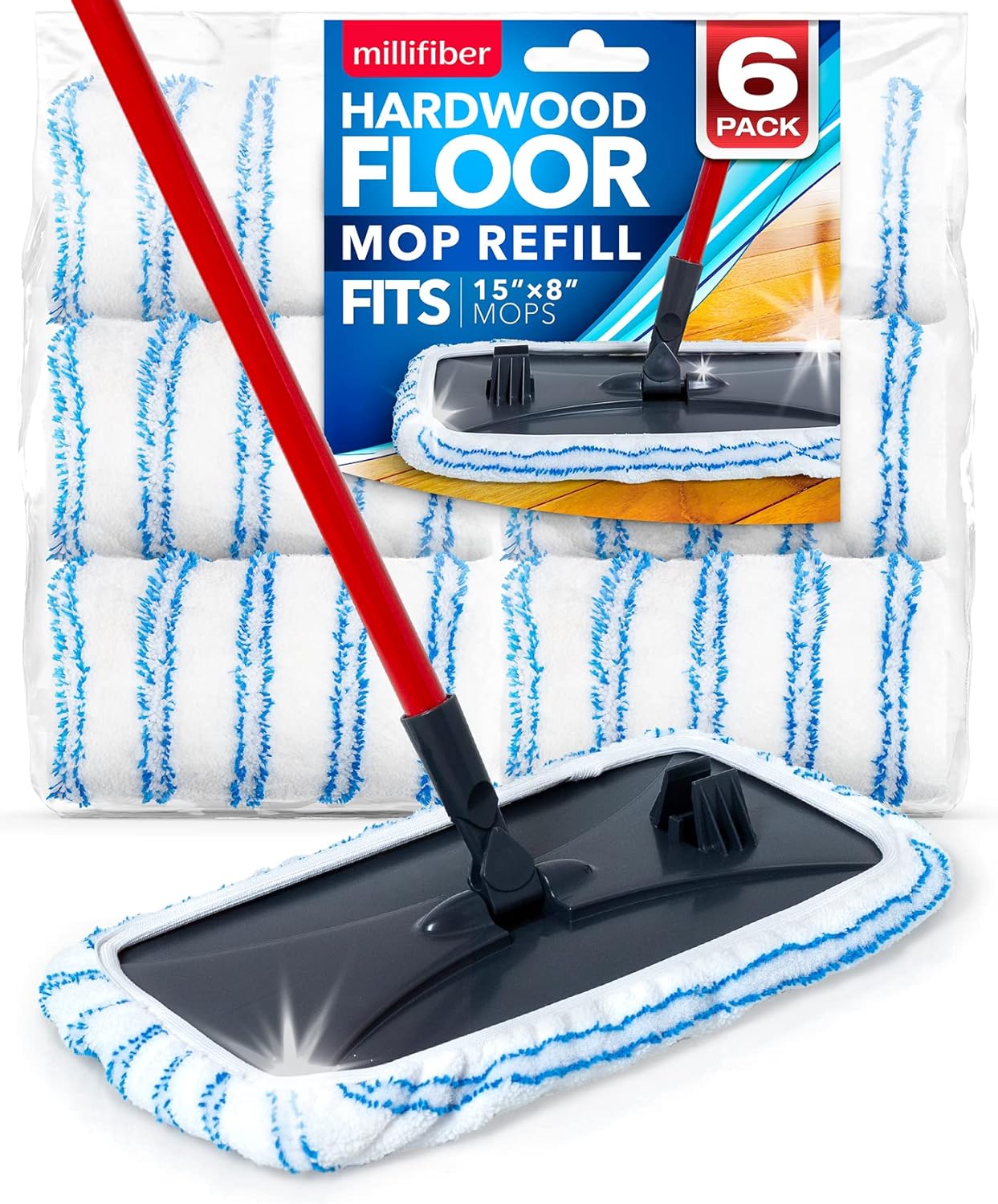 Millifiber Microfiber Mop Refills 15x8 6-Pack