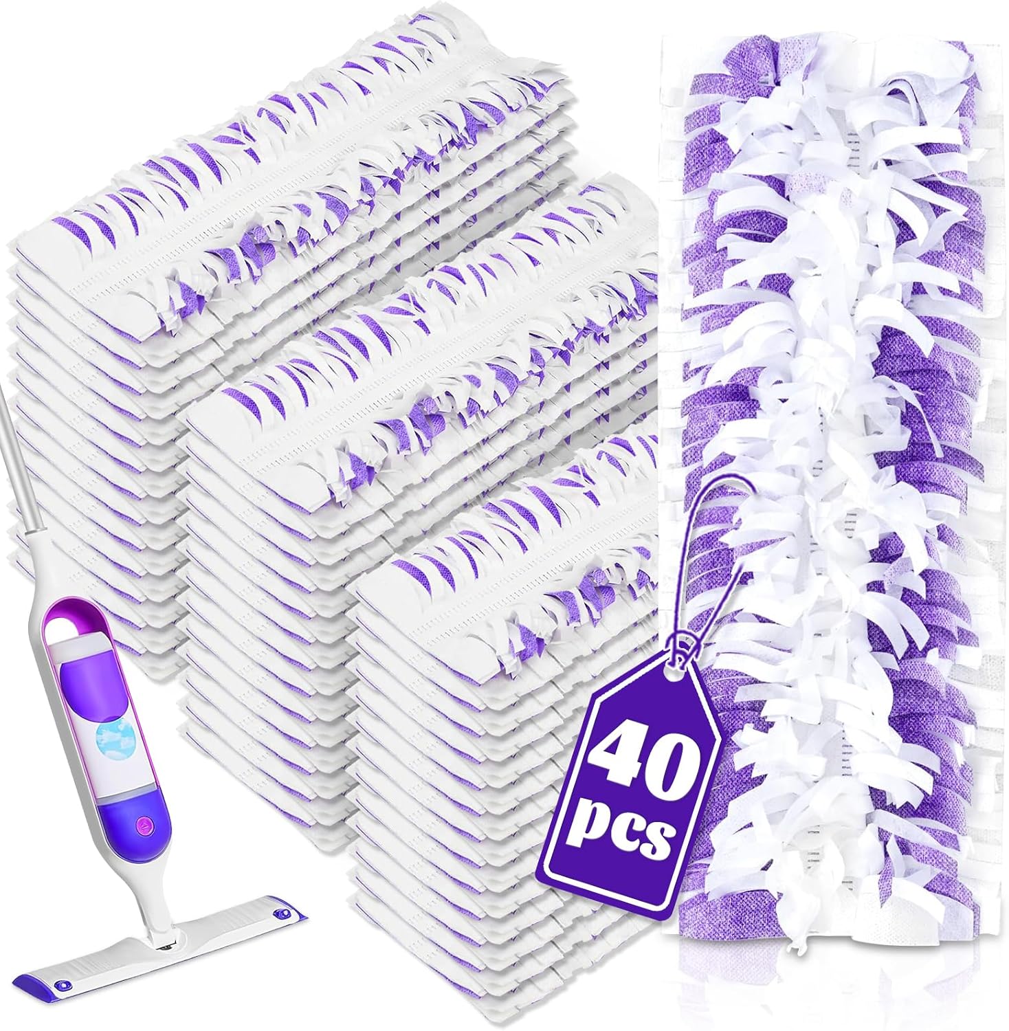 40 Pack Swiffer Power Mop Pads Replacement - Multi-Surface Wet Dry Mopping Refills