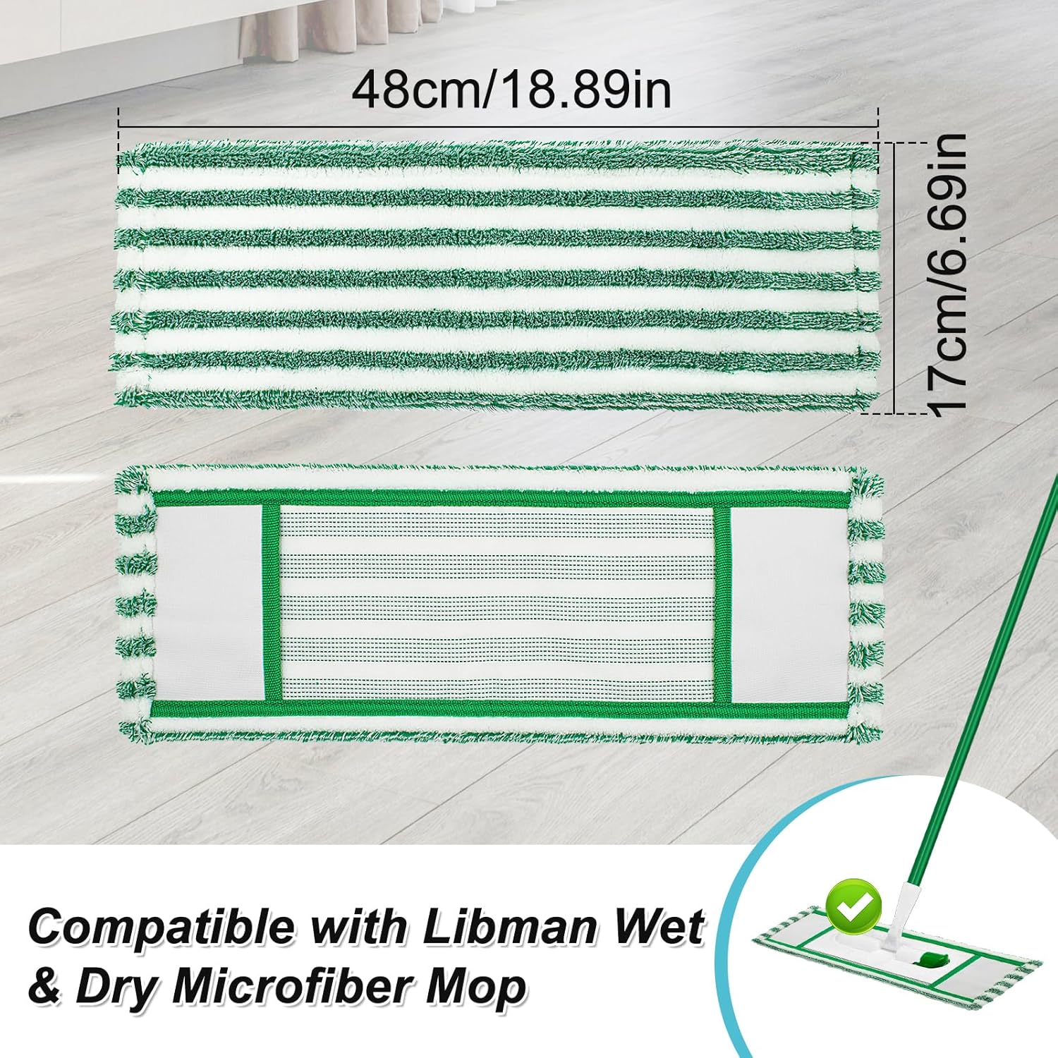 Aiyiried Microfiber Mop Pads 2 Pack Refills for Libman WetDry Mop