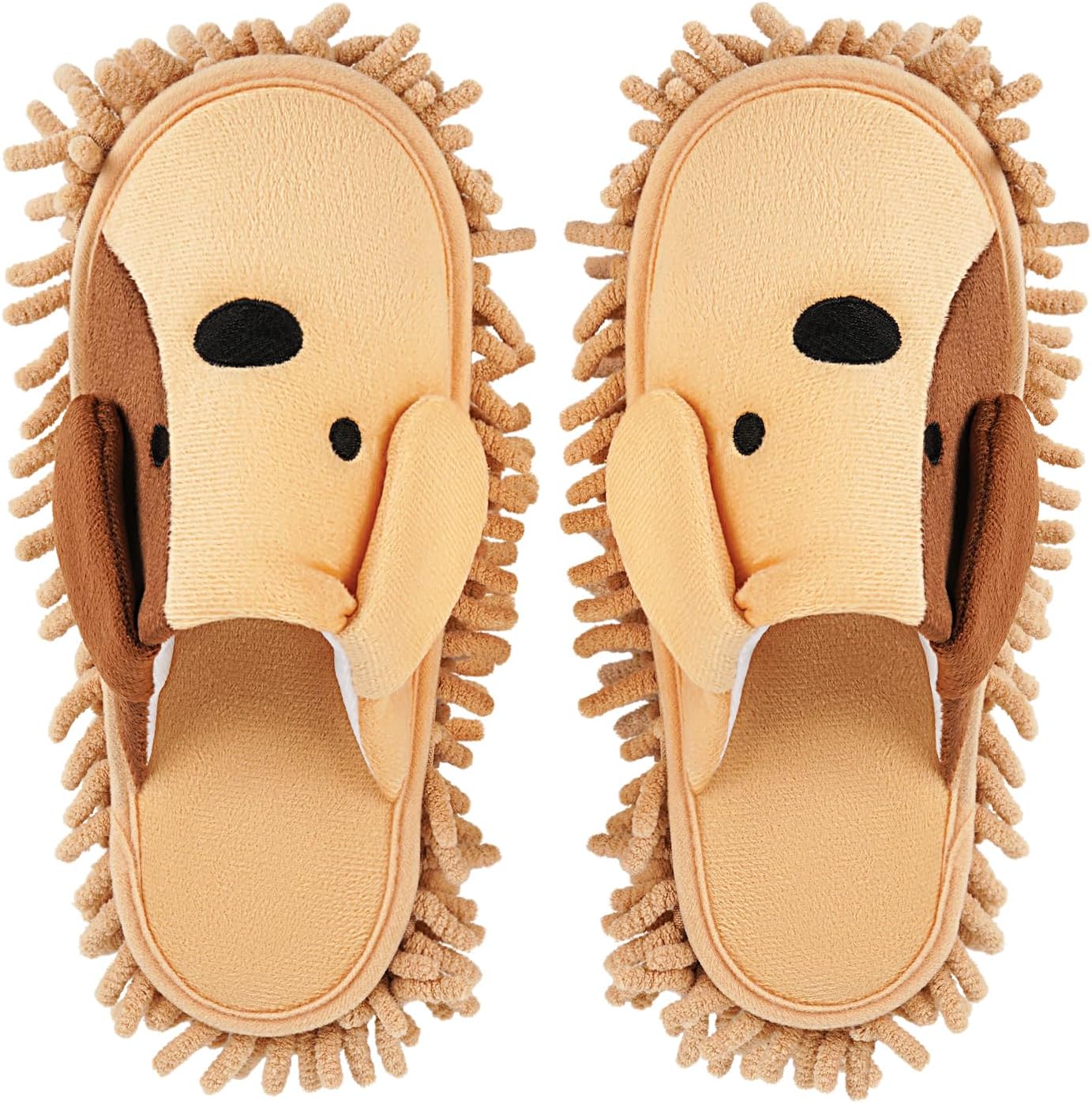 Cartoon Dog Mop Slippers Khaki Microfiber