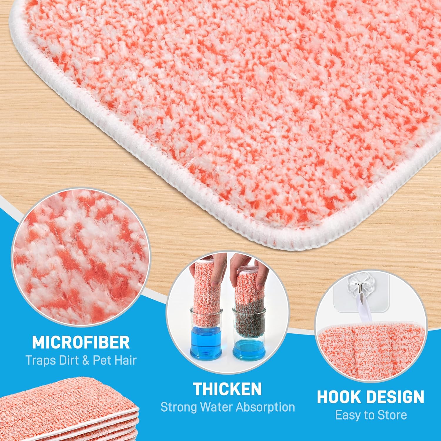 Bvhonwe 8 Pack Reusable Swiffer Wet Jet Mop Pads