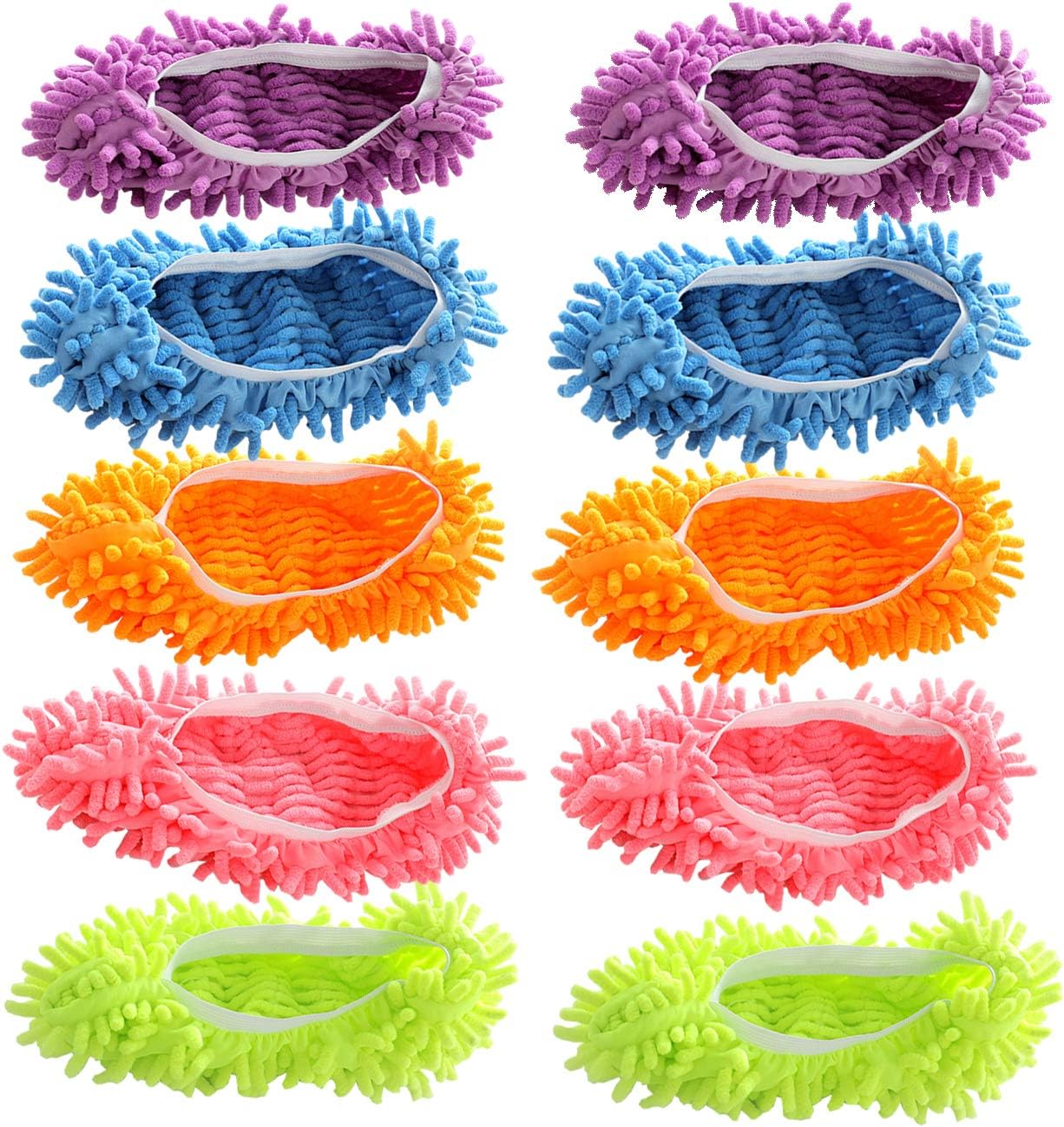 Acronde 5Pair Multi-Function Chenille Mop Shoes Cover