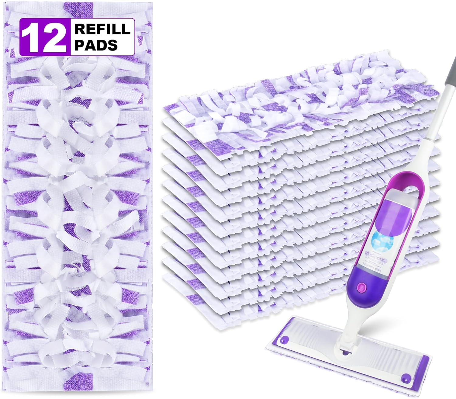 EXEGO Power Mop Pads Refills 12 Count for Multi-Surface Cleaning