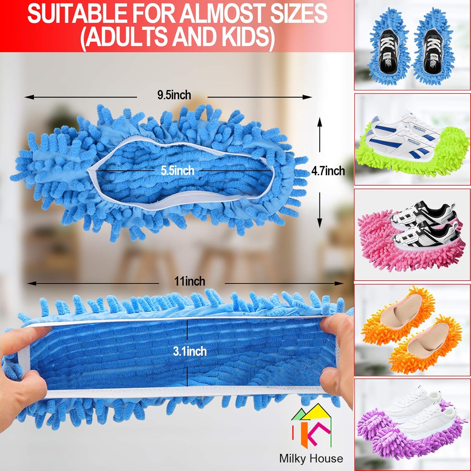 Milky House 10 Piece Microfiber Mop Slippers