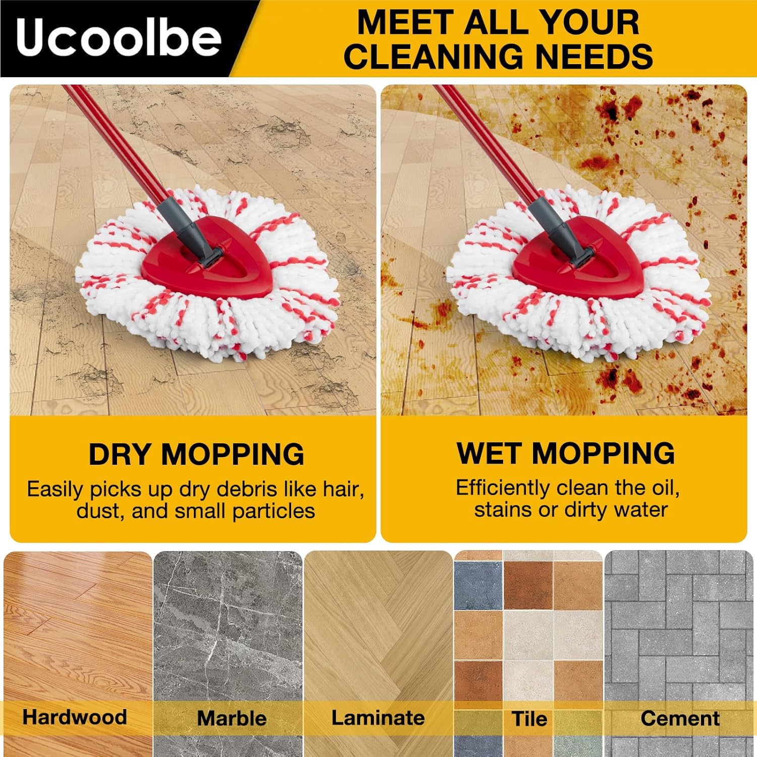 Ucoolbe Upgraded Mop Refill 3 Pack for O Cedar