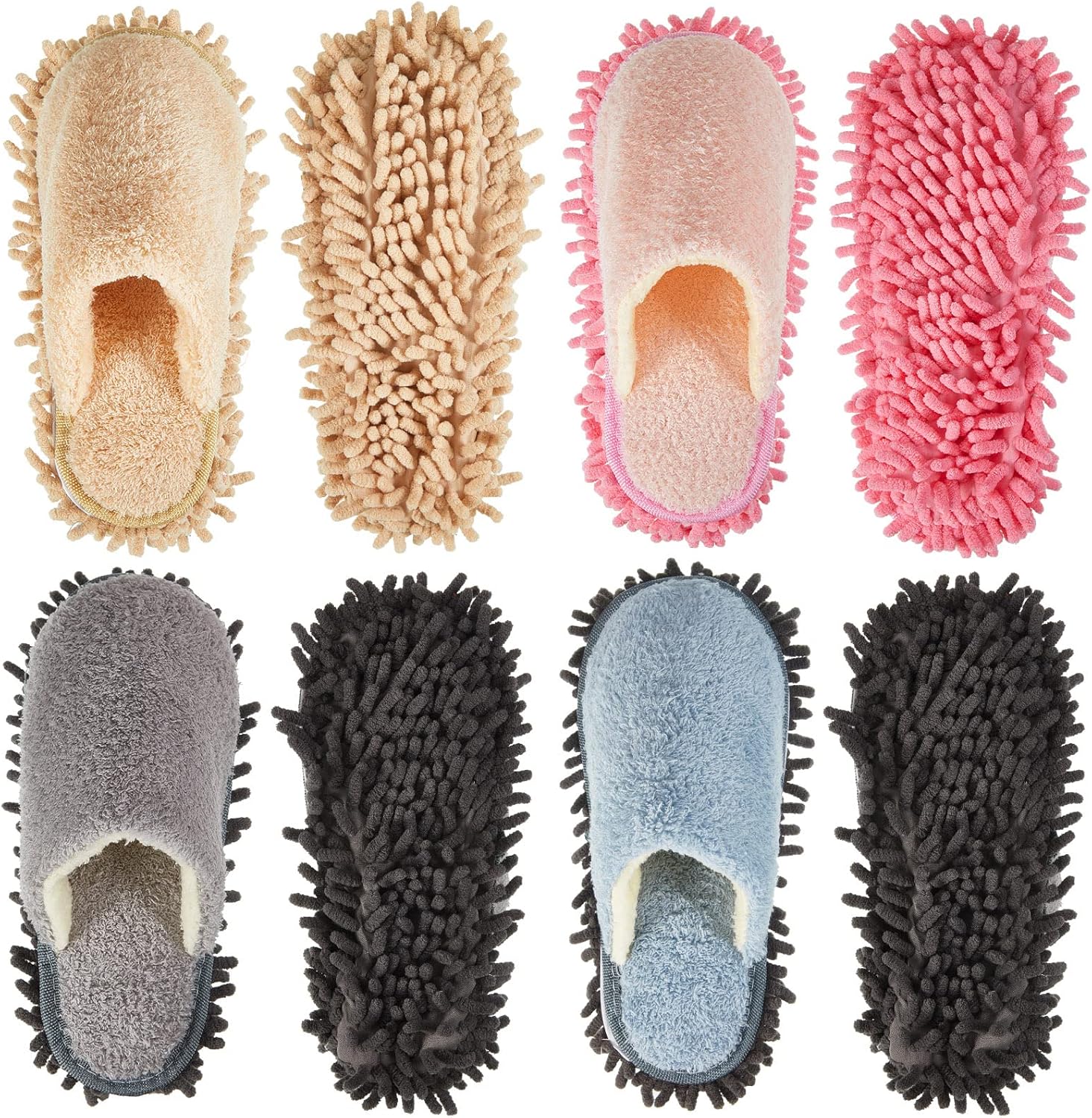 Gerrii 4 Pair Microfiber Mop Slippers for Men Women Kitchen Cleaning