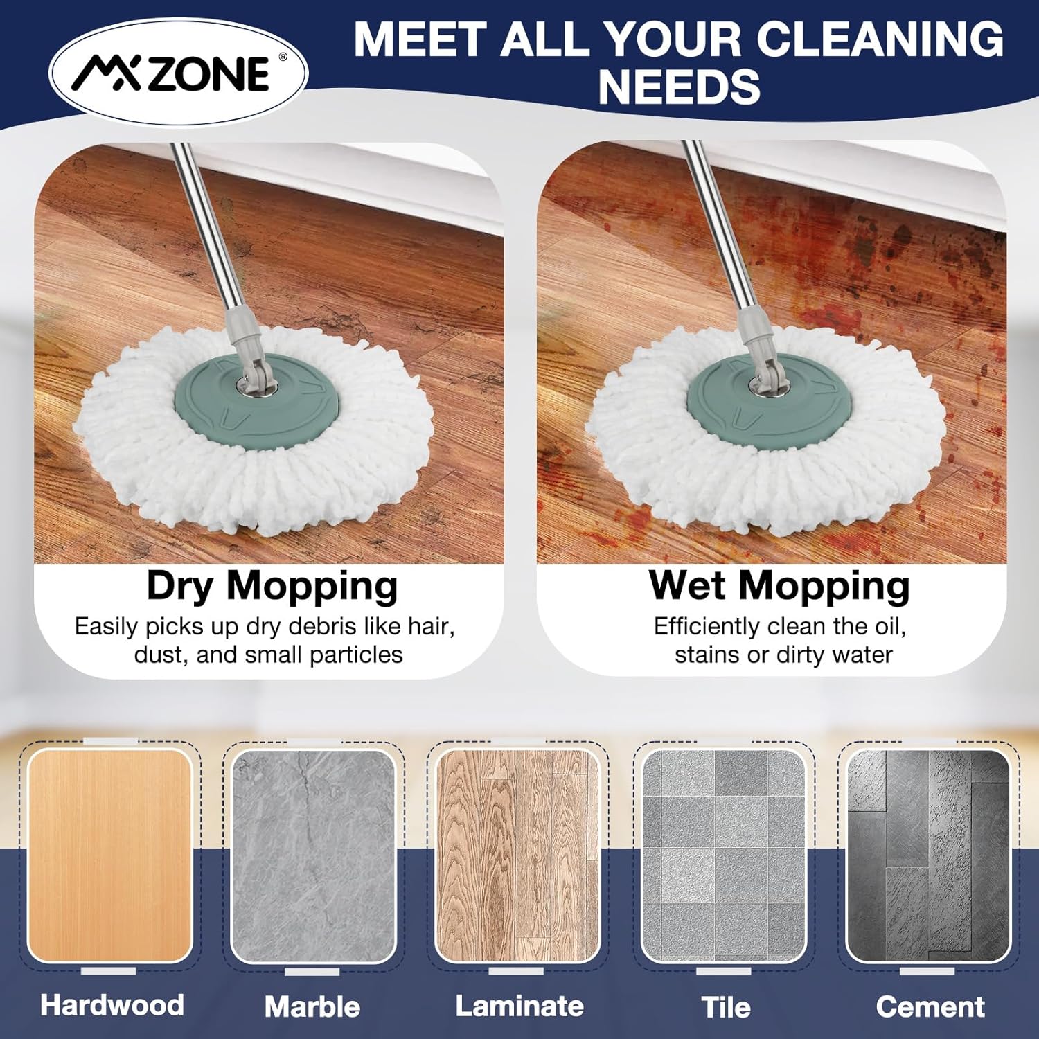 MXZONE Spin Mop Replacement Head 3 Pack