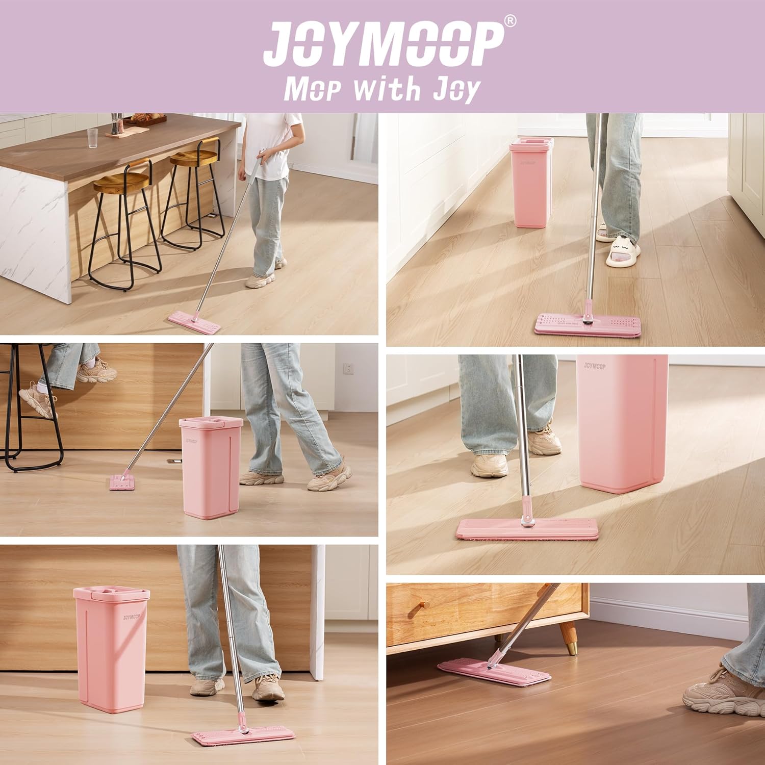 JOYMOOP 13inch Flat Mop Pads - Pink Pack of 4 Refills
