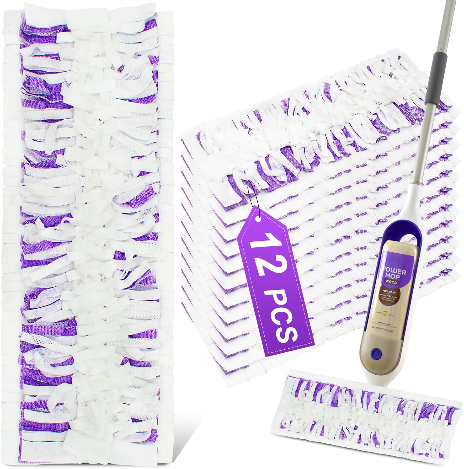 DLAIMI 12 Pack PowerMop Pads Refills for Swiffer