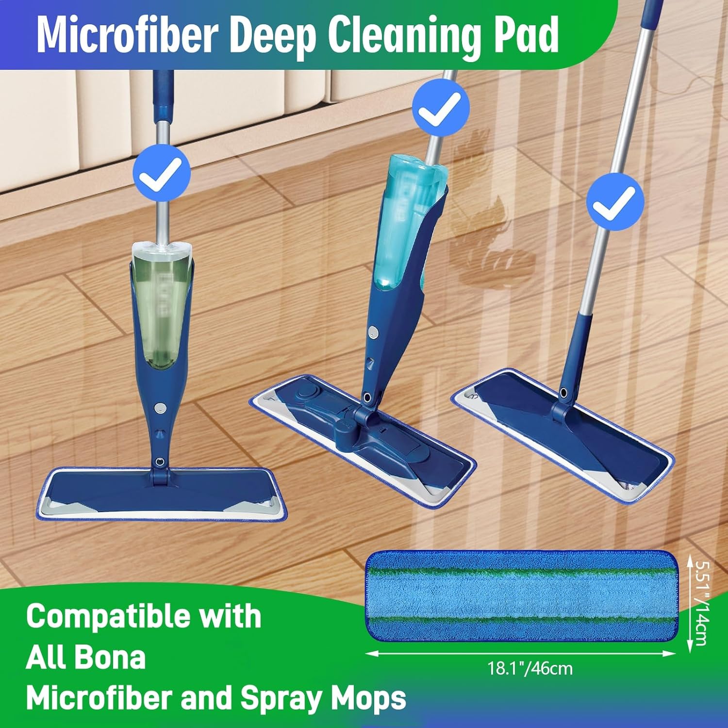 12-Pack Microfiber Replacement Pads for Bona 18-Inch Mops