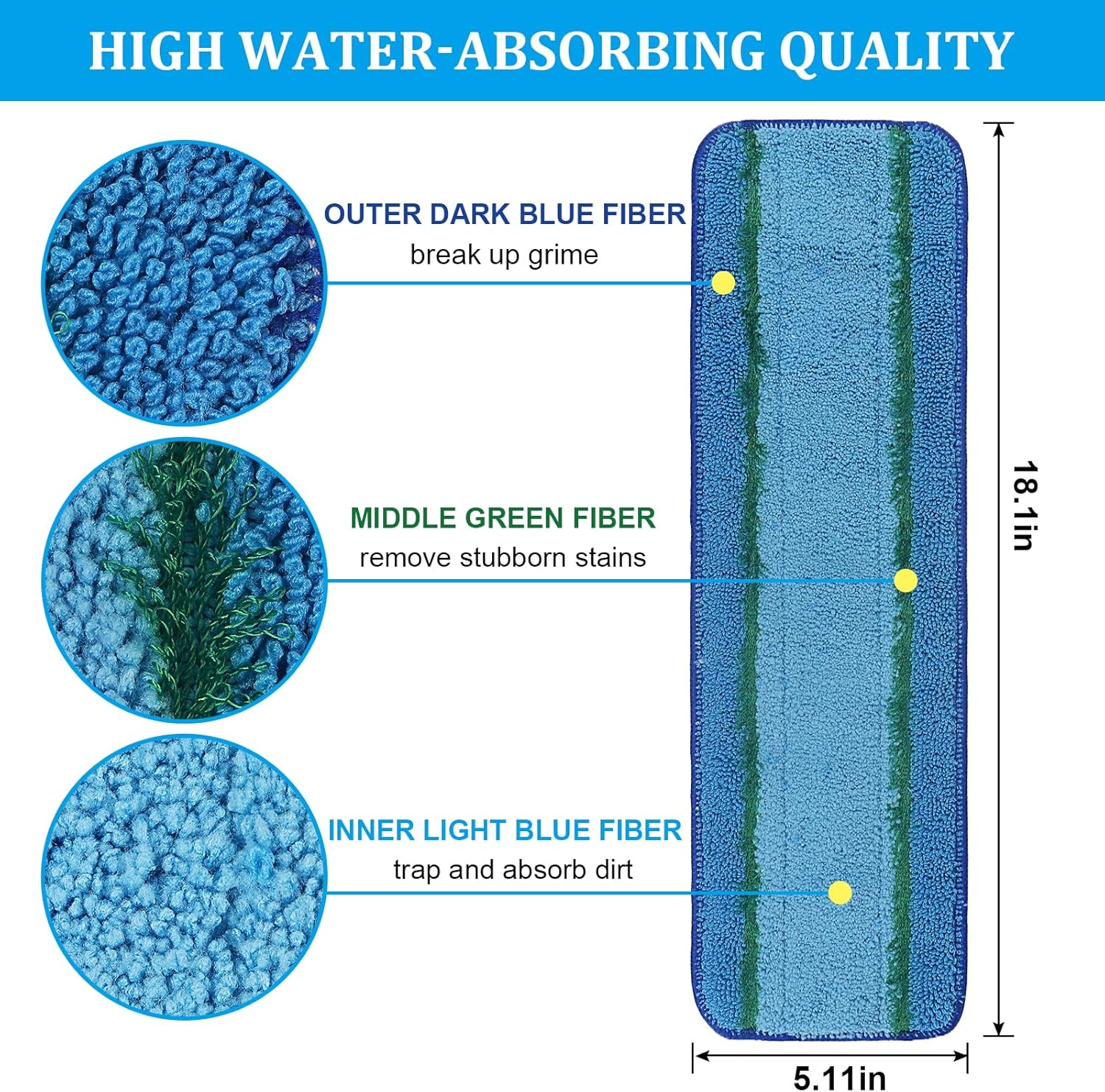 6 Pack Deep Clean Microfiber Mop Pads for Bona Family