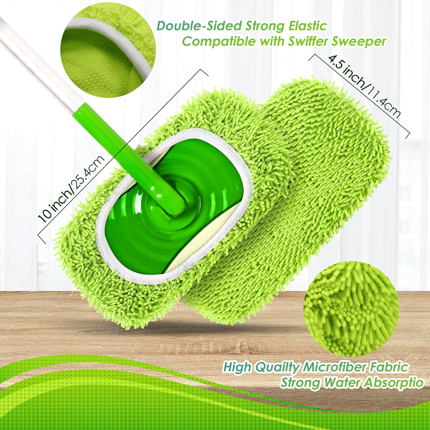 NEWE Reusable Microfiber Mop Pads 4 Pack Swiffer Compatible
