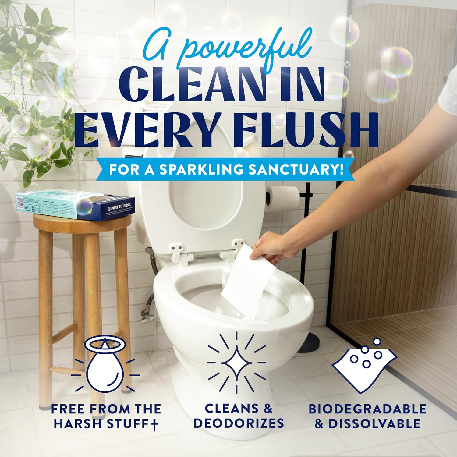 Cleancult Toilet Bowl Cleaner Sheets - 32 Uses Septic Safe Plastic-Free 1