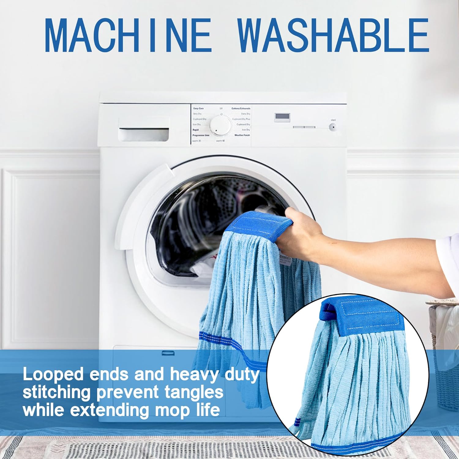 2 Pack Heavy Duty Microfiber Mop Heads - 400GSM Industrial Wet Mop Refills