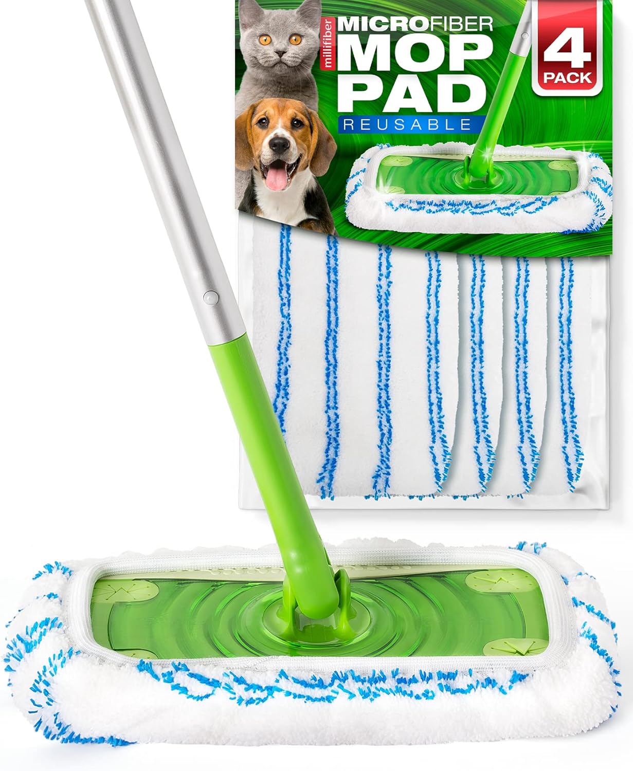 Millifiber Microfiber Mop Pads 4-Pack Swiffer Compatible