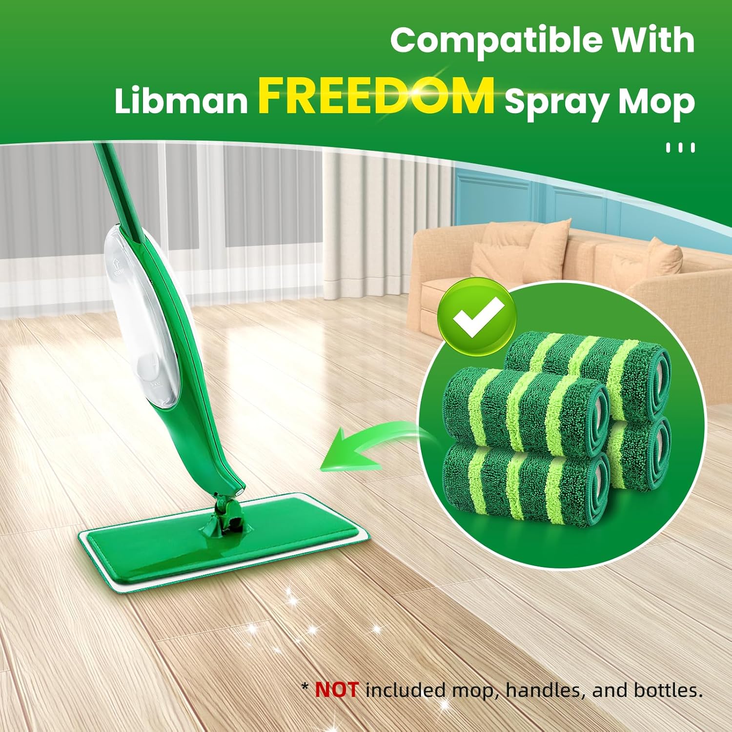 4 Pack Microfiber Spray Mop Pads Refills for Libman Freedom Spray Mop