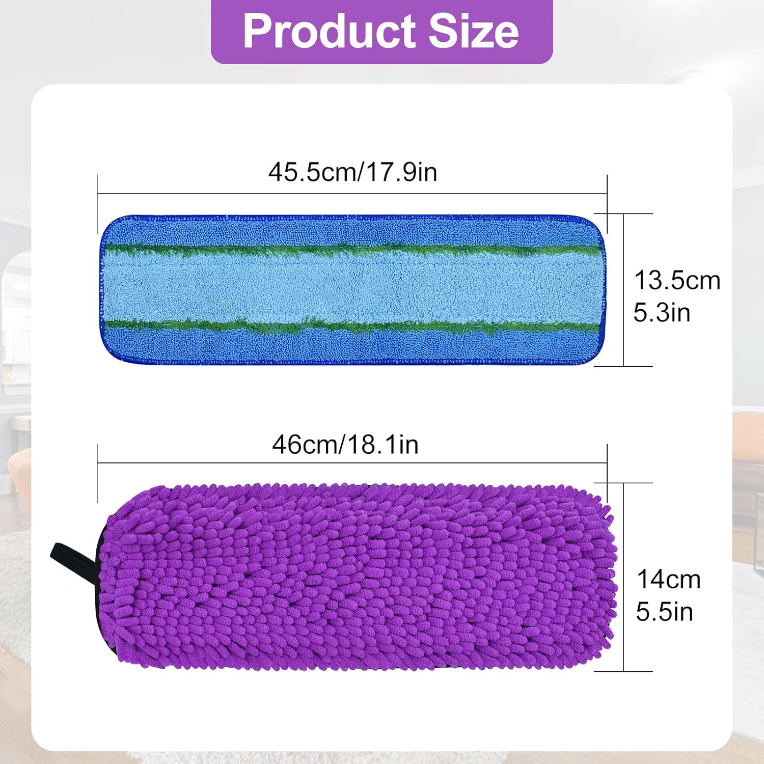 DLAIMI 6 Pack Pet Hair Microfiber Mop Pads Set