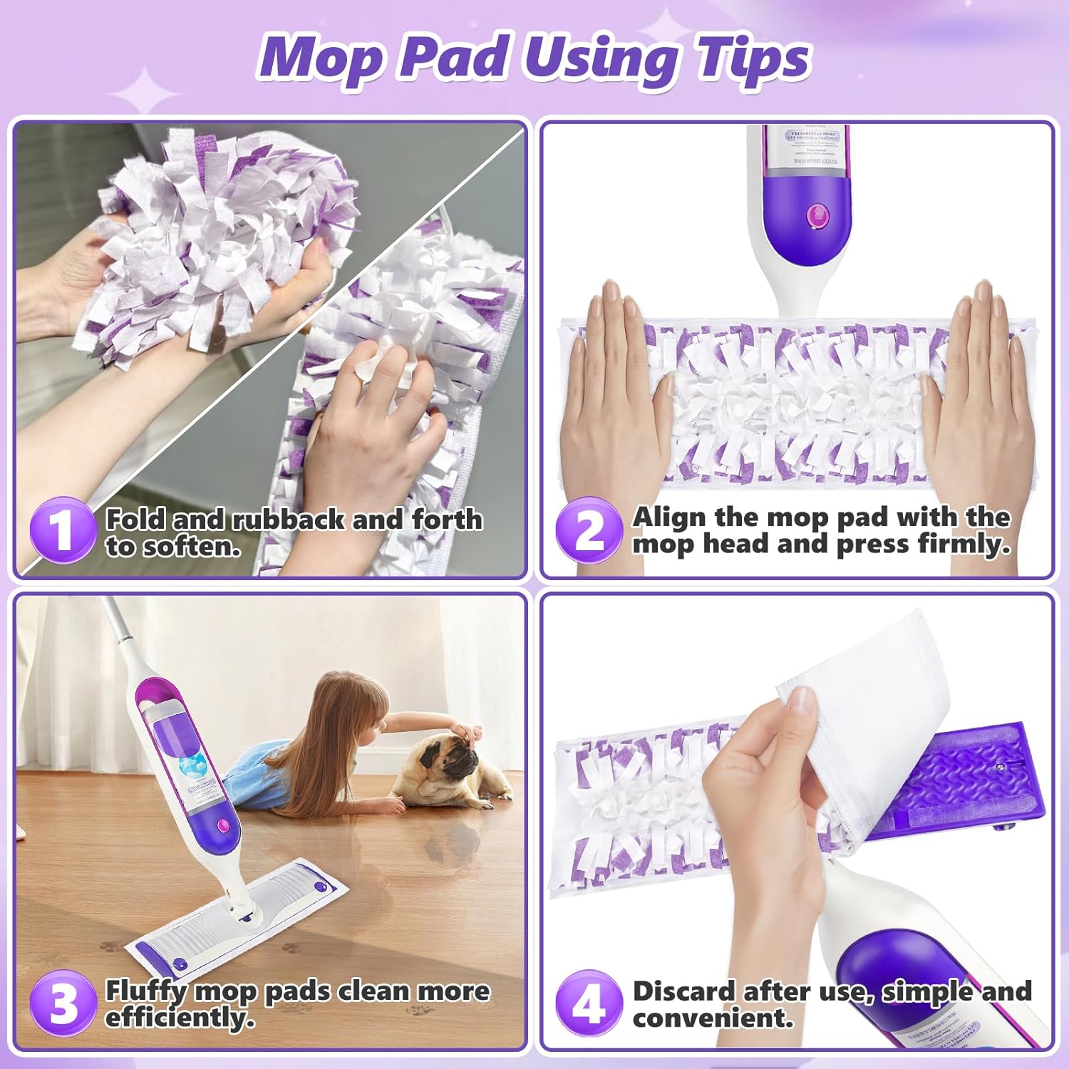 EHADOO 9 Pcs Disposable Mop Pads for Swiffer Powermop