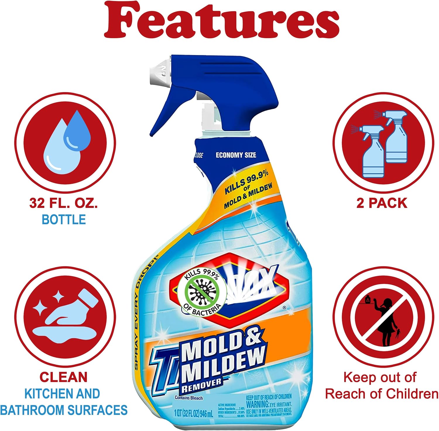 Partypom Tile Mold Remover 32 Oz Pack of 2