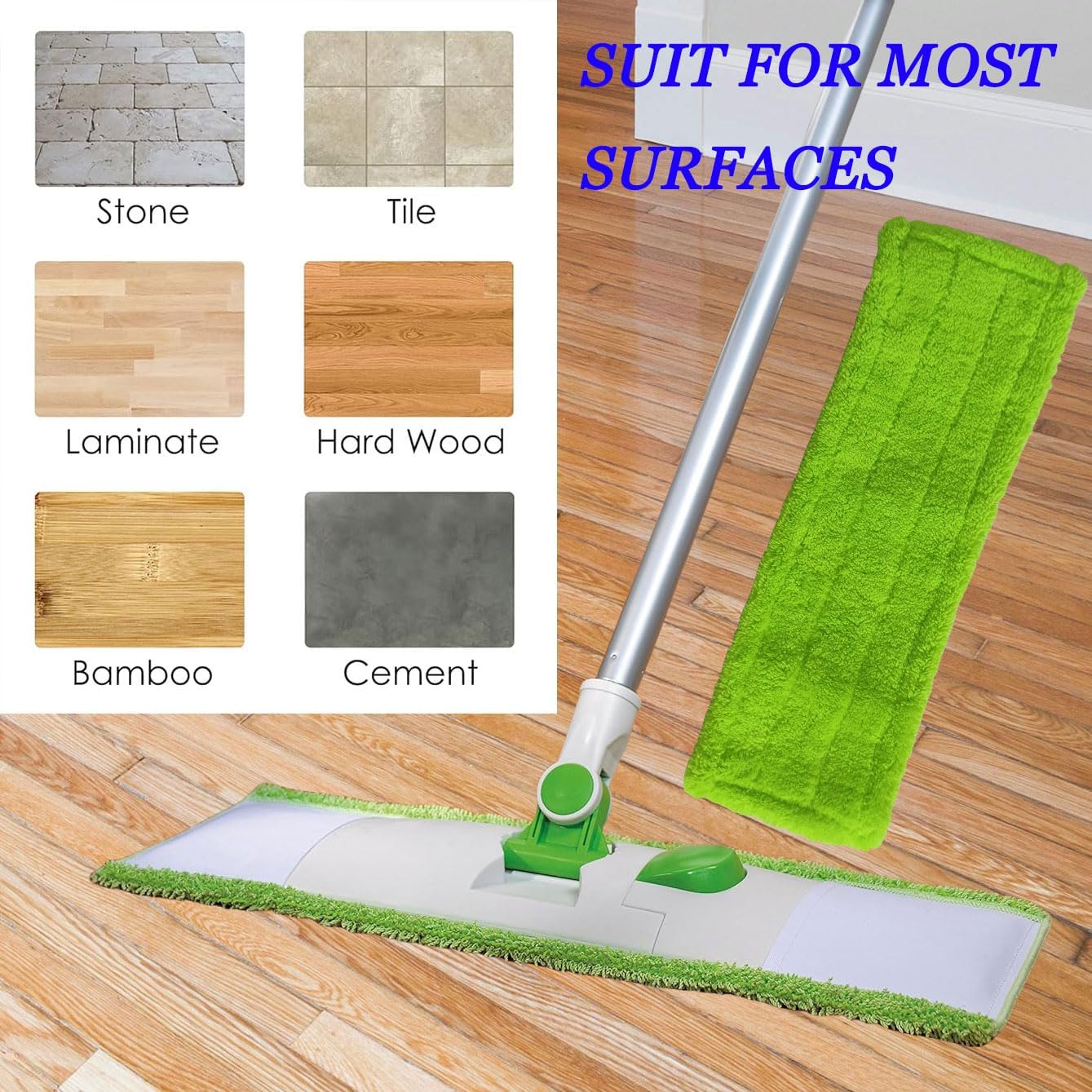 KaiSenWo 4 Pack Reusable Scotch-Brite M-005 Mop Pads