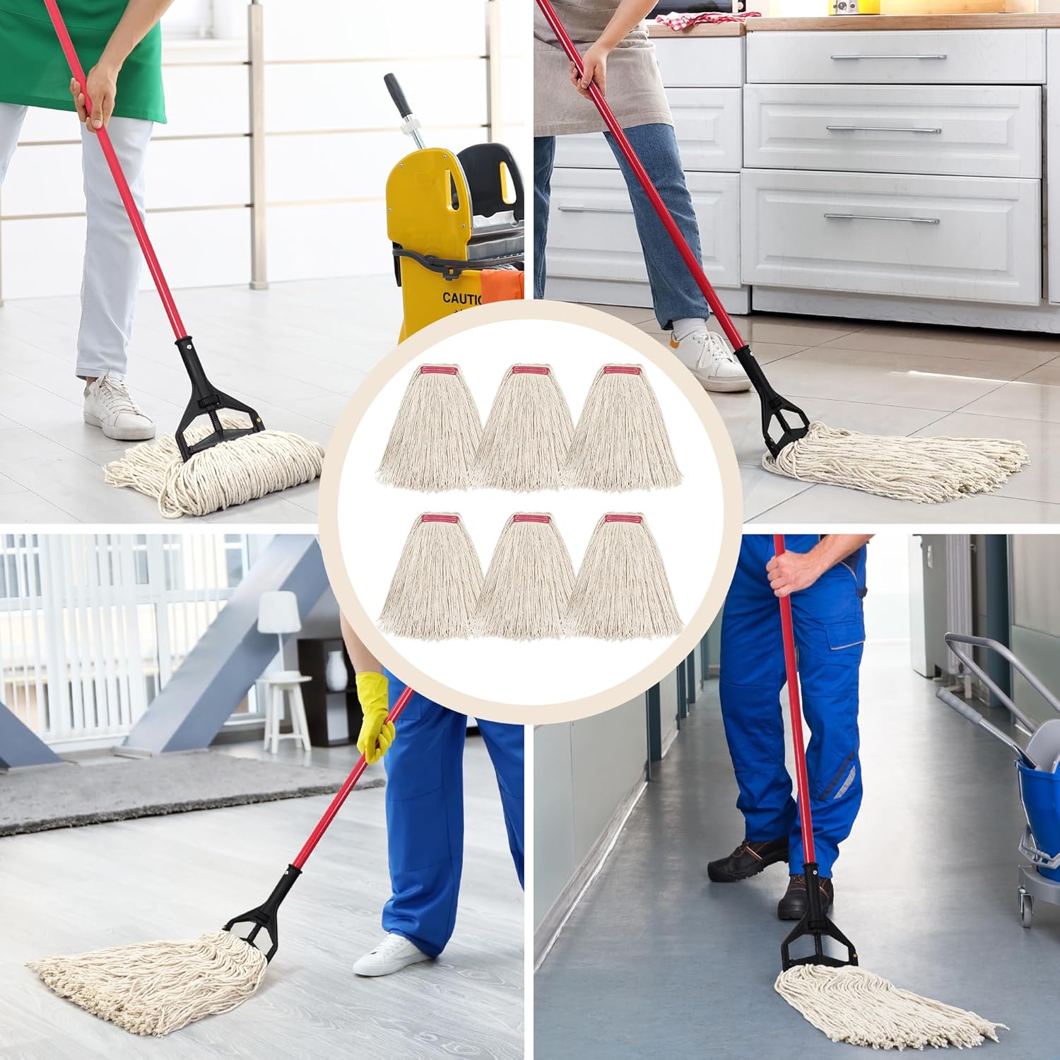 Matthew 16oz 6Pack Cotton Floor Mop Refill