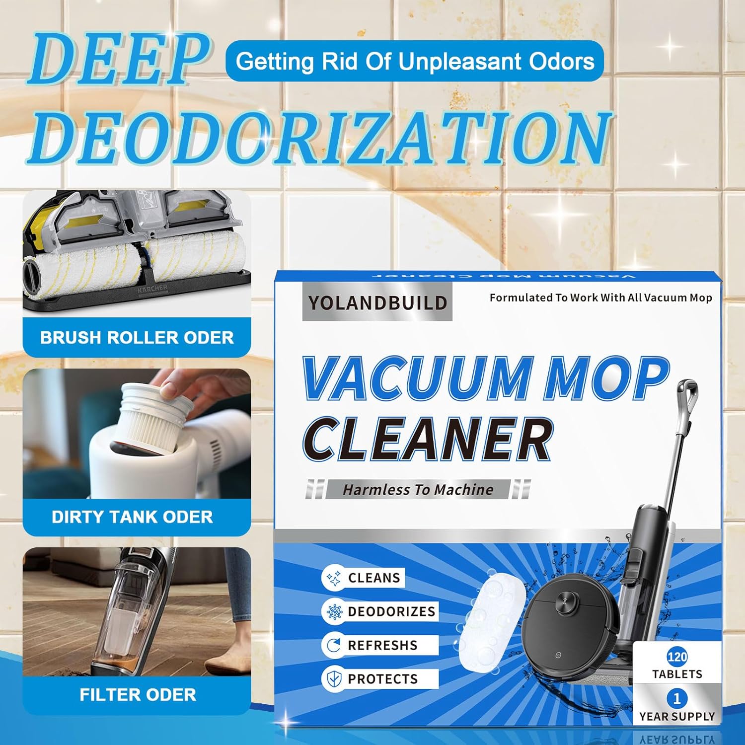 YoLandBuild Vacuum Mop Tablets - 120 Count Universal Fit