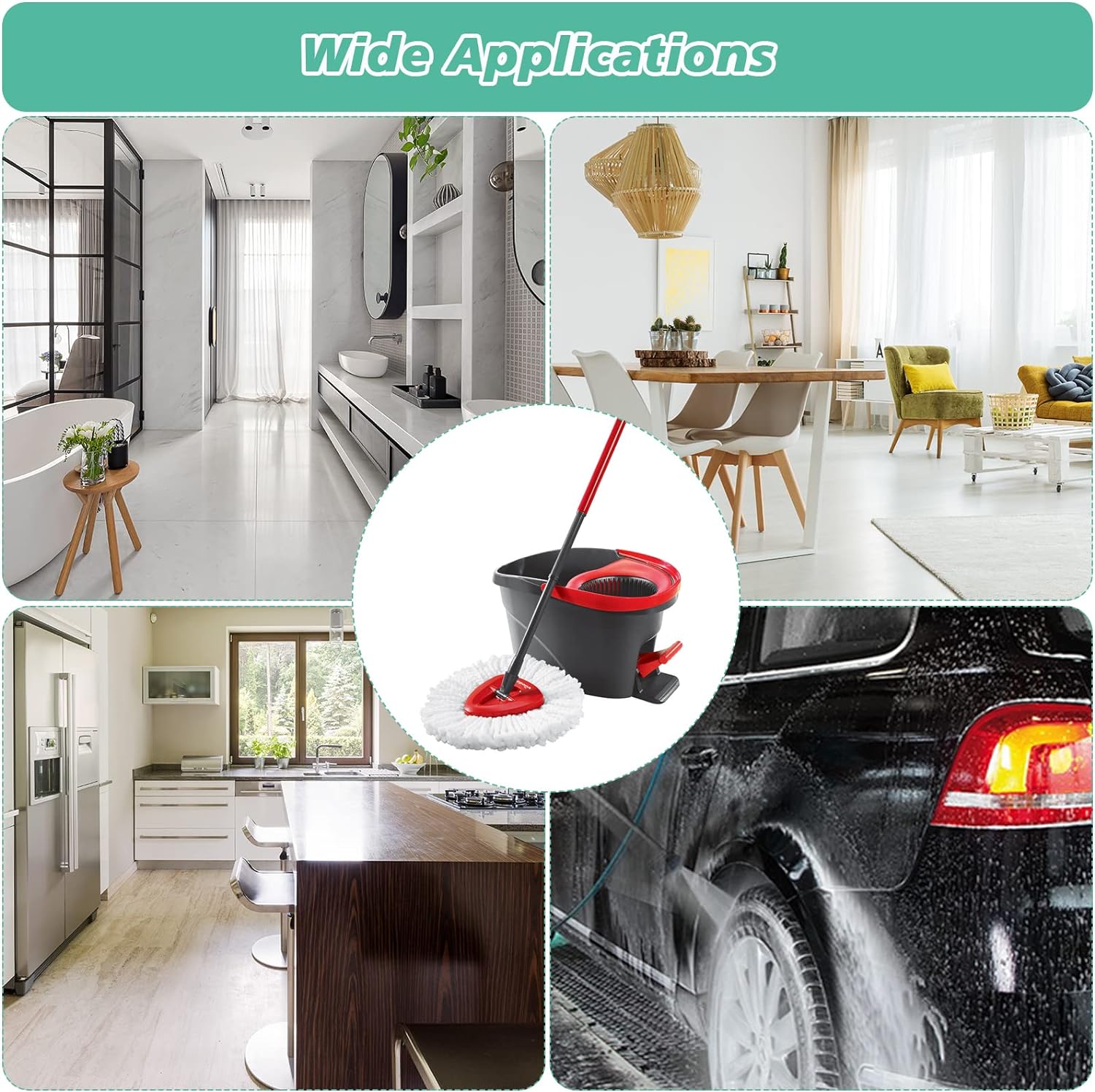 12 PCS Spin Mop Replacement Heads Microfiber Compatible with Cedar Mop