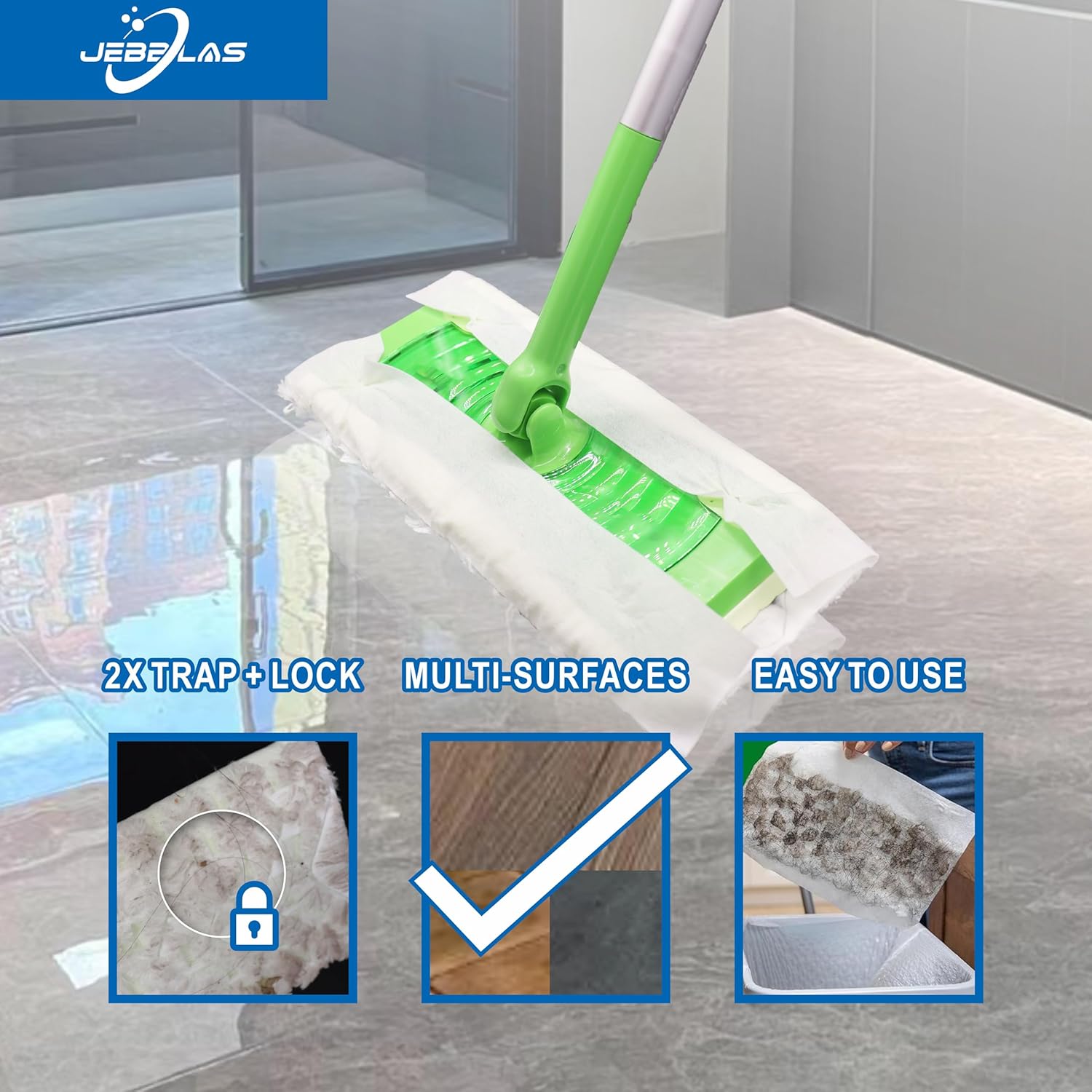 JEBBLAS Heavy Duty Mop Pads Refills - 40 Pcs Multi Surface
