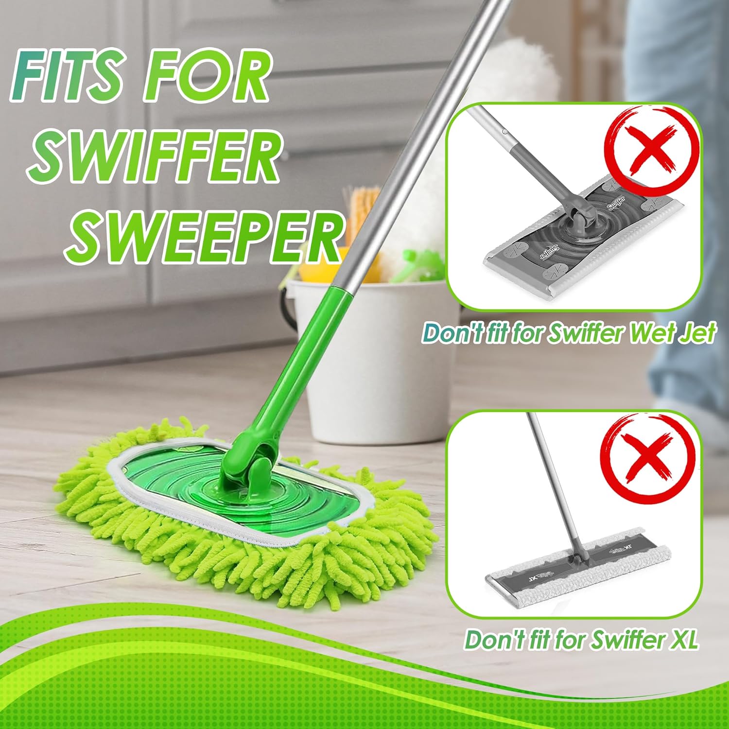 JEHONN Reusable Microfiber Mop Pads 4 Pack for Swiffer Sweeper