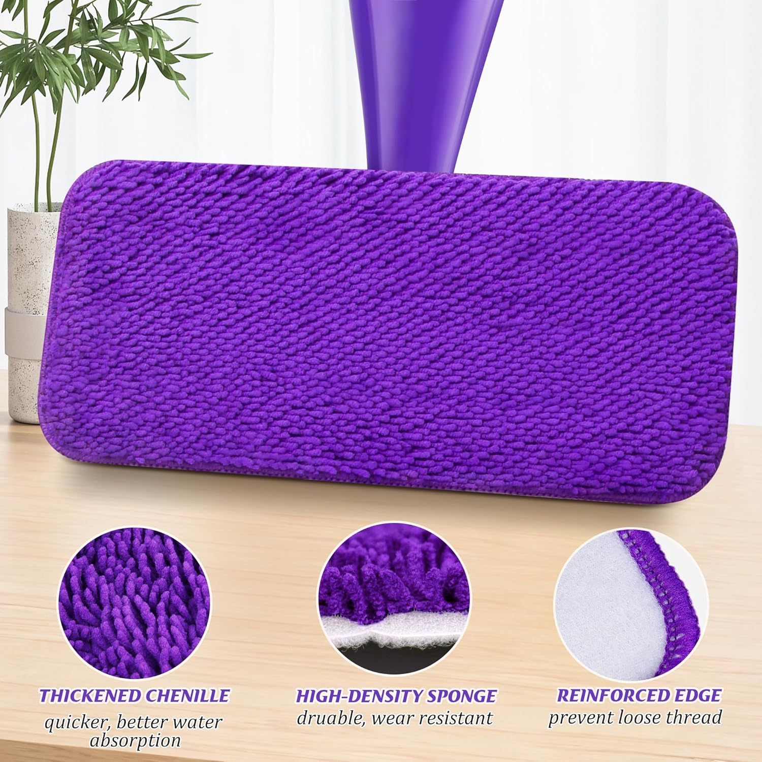 PAPCLEAN Reusable Mop Pads - 4 Pack Purple for Swiffer WetJet 1