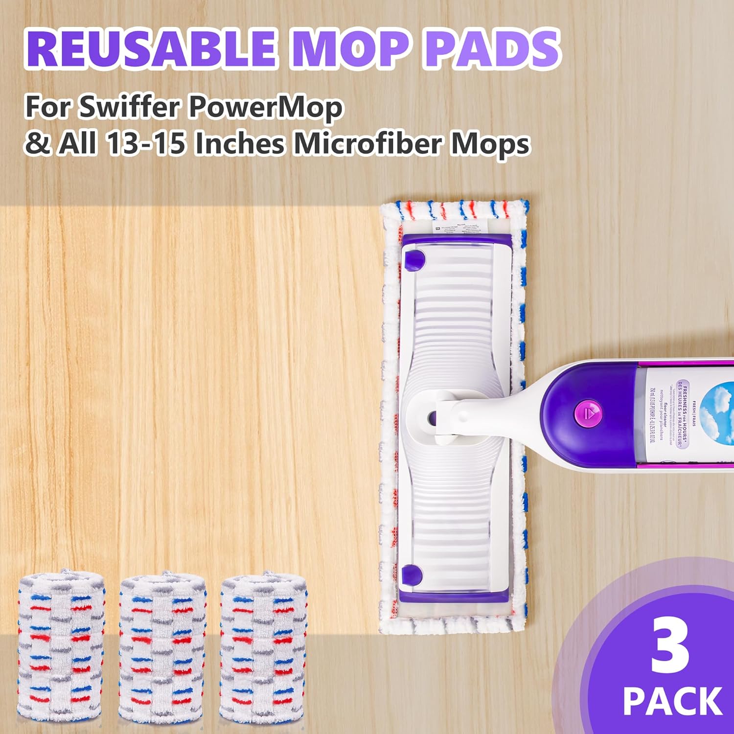 UMAYCOOL 3 Pack Reusable Swiffer Mop Pads