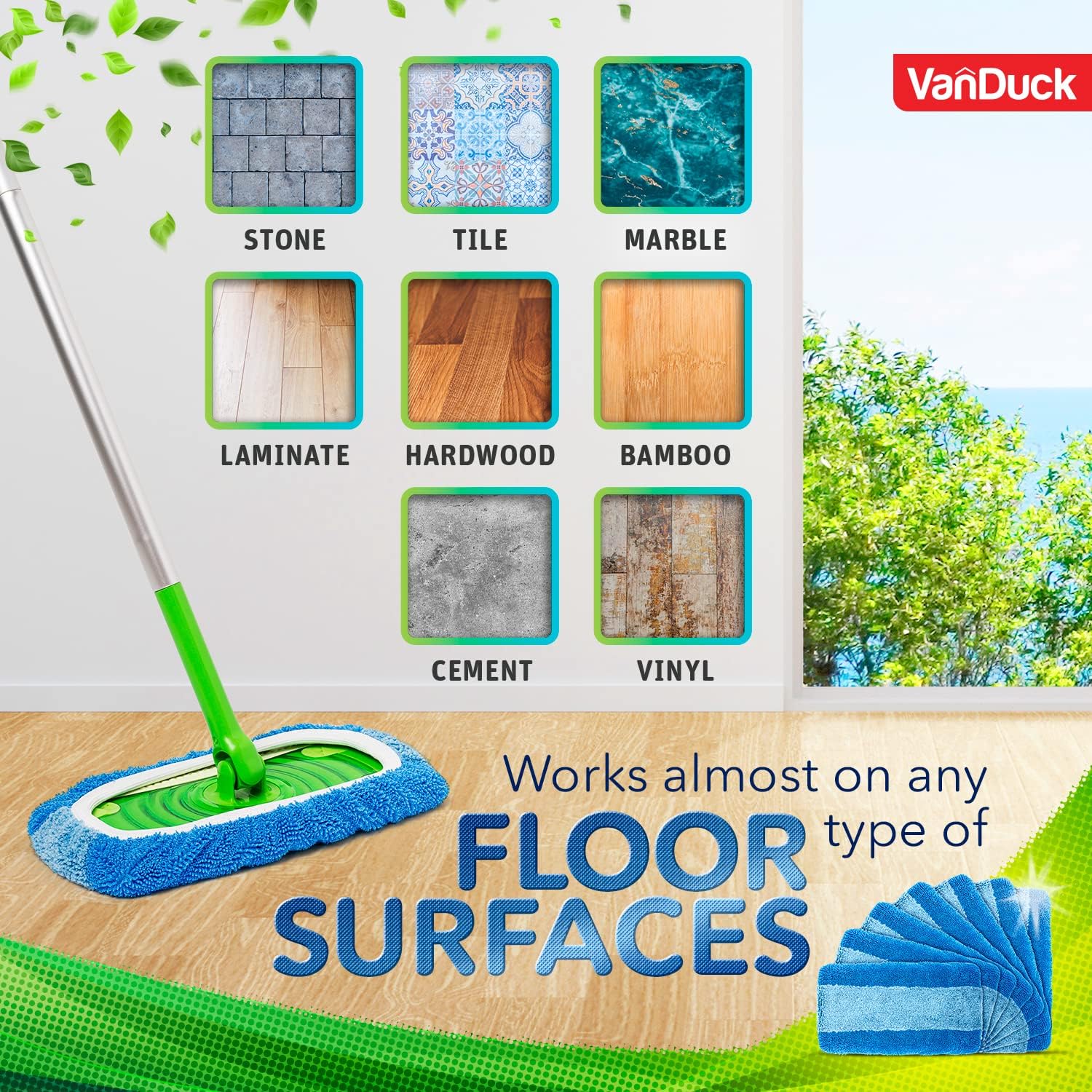 VanDuck Reusable Heavy Duty Mop Pads 2 Pack - Swiffer Compatible