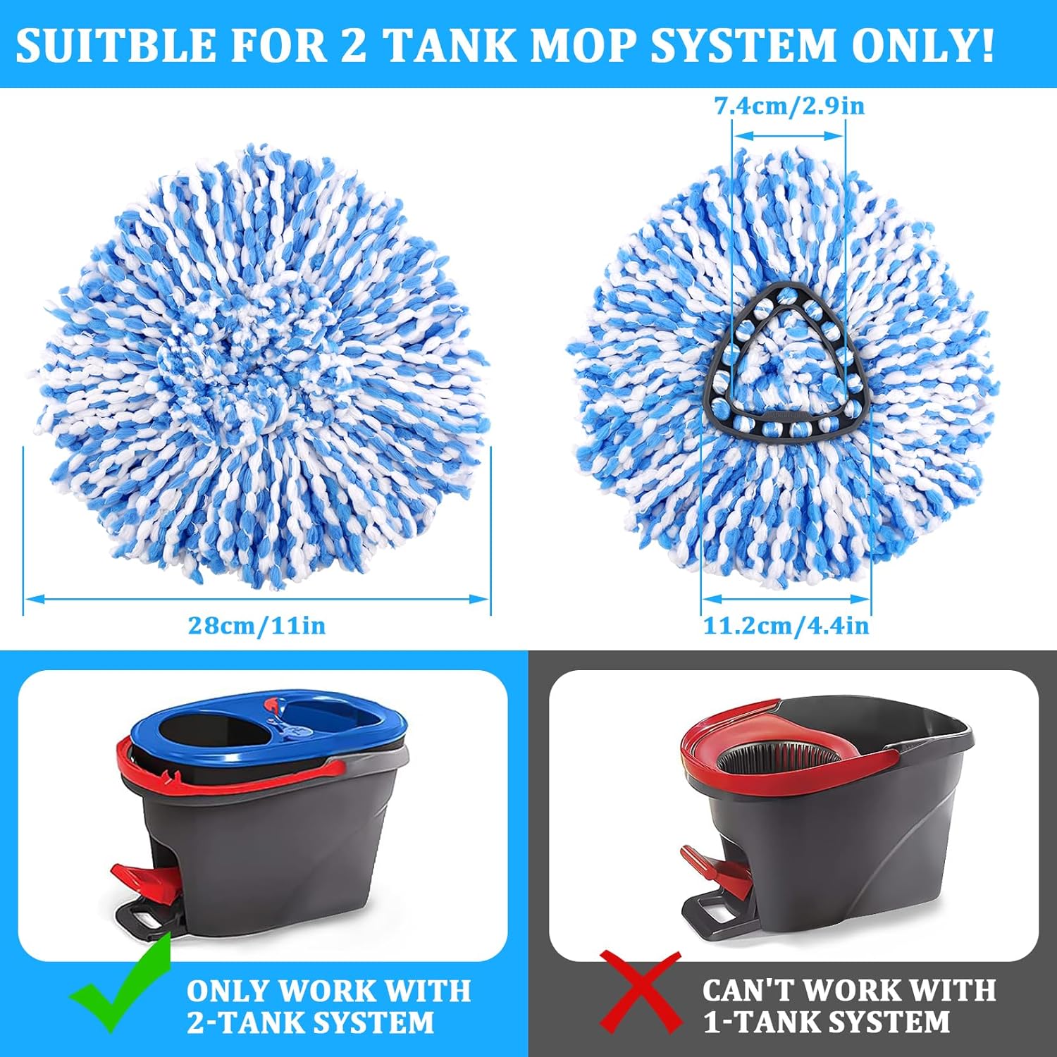 NICEMOVIC 4-Pack Mop Heads for O-Ceda RinseClean 2-Tank System