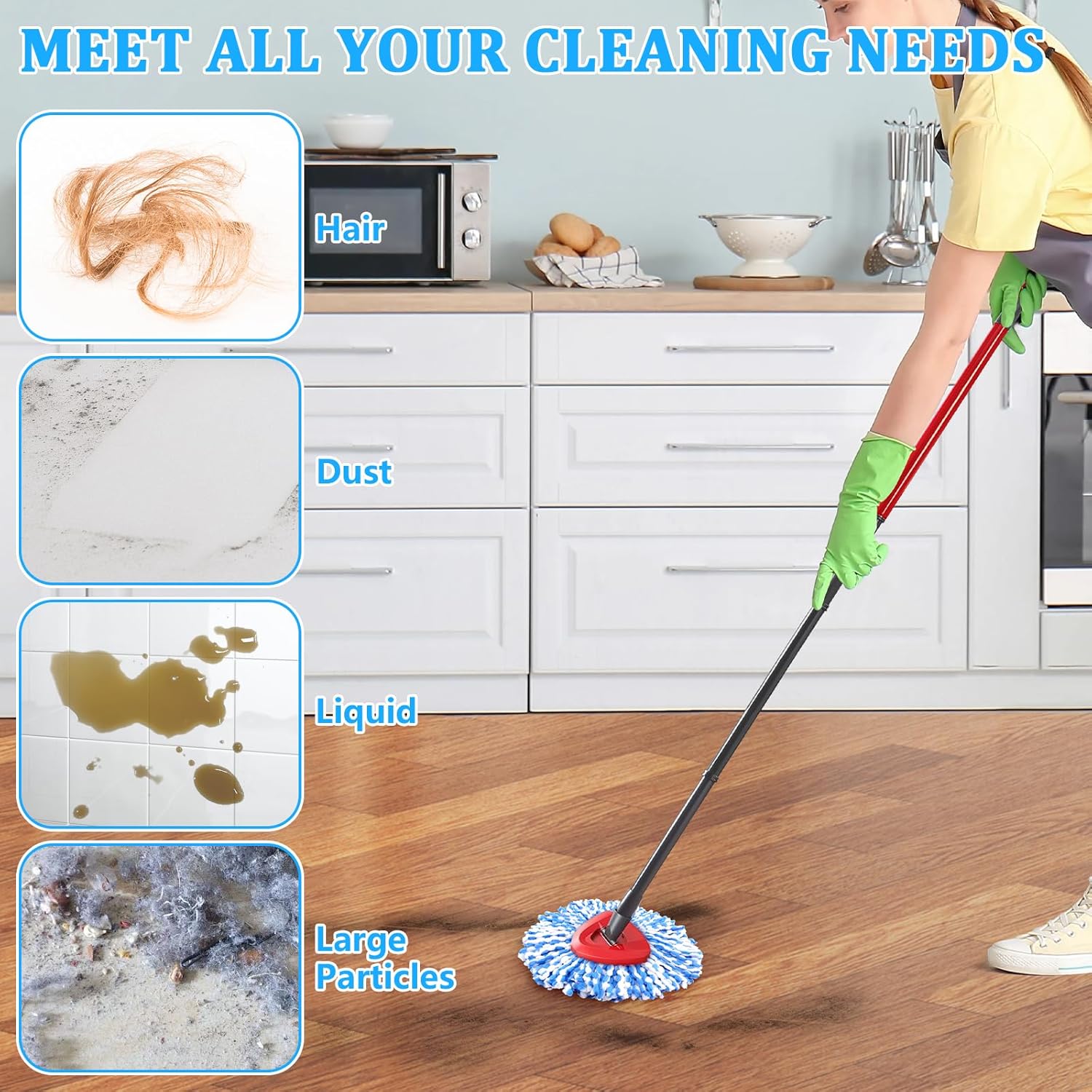 NICEMOVIC 4-Pack Mop Heads for O-Ceda RinseClean 2-Tank System