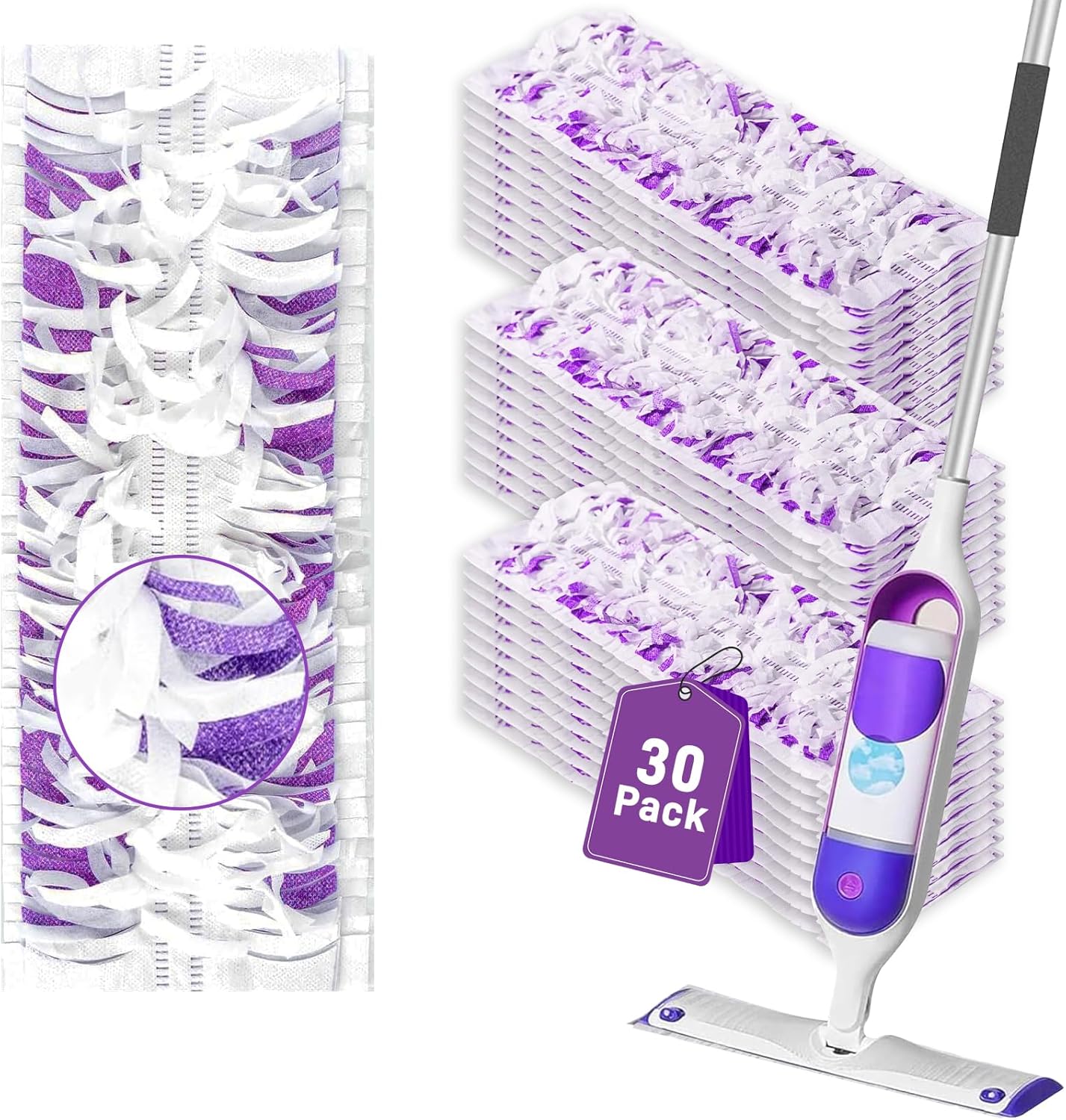 30 Pack Power Mop Refills for Swiffer Multi-Surface Wood Mop