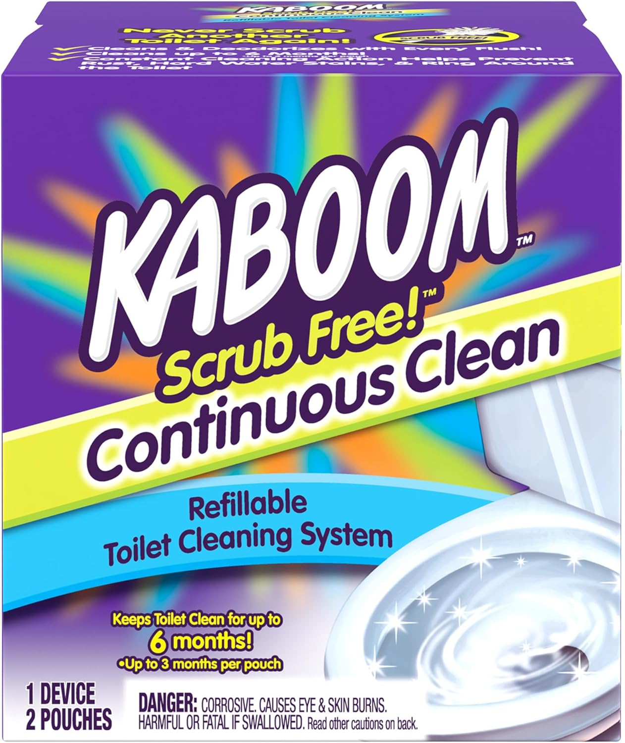 Kaboom Scrub Free Toilet Bowl Cleaner System with 2 Refills 1
