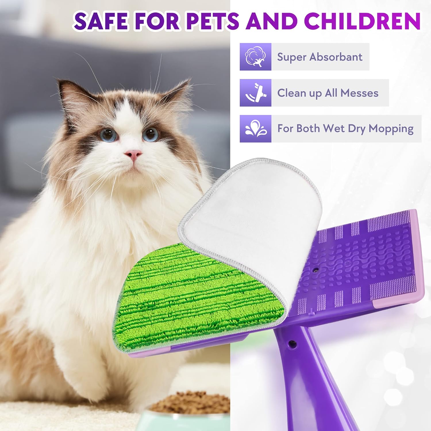PAPCLEAN Reusable Mop Pads 6 Pack for Swiffer Wet Jet
