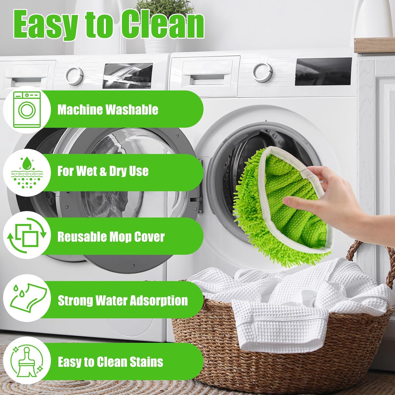 6 Pack Reusable Microfiber Mop Pads for Swiffer Sweeper Mop