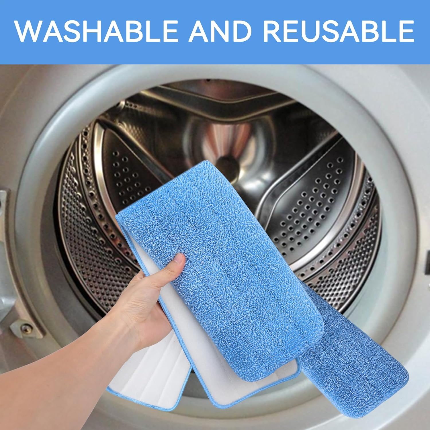 BeiLan 24 Microfiber Mop Pad Refills - 8 Pack Reusable Wet Dry Cleaning Pads