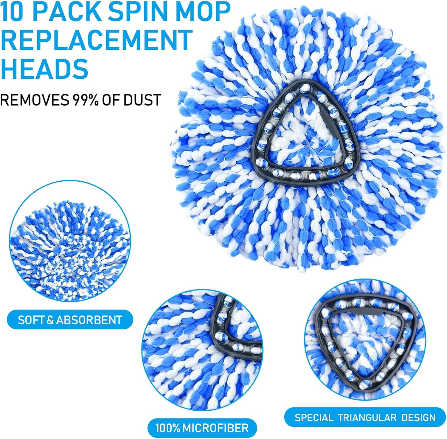 10 Pack Jobvert Mop Heads for O-Cedar RinseClean 2-Tank System