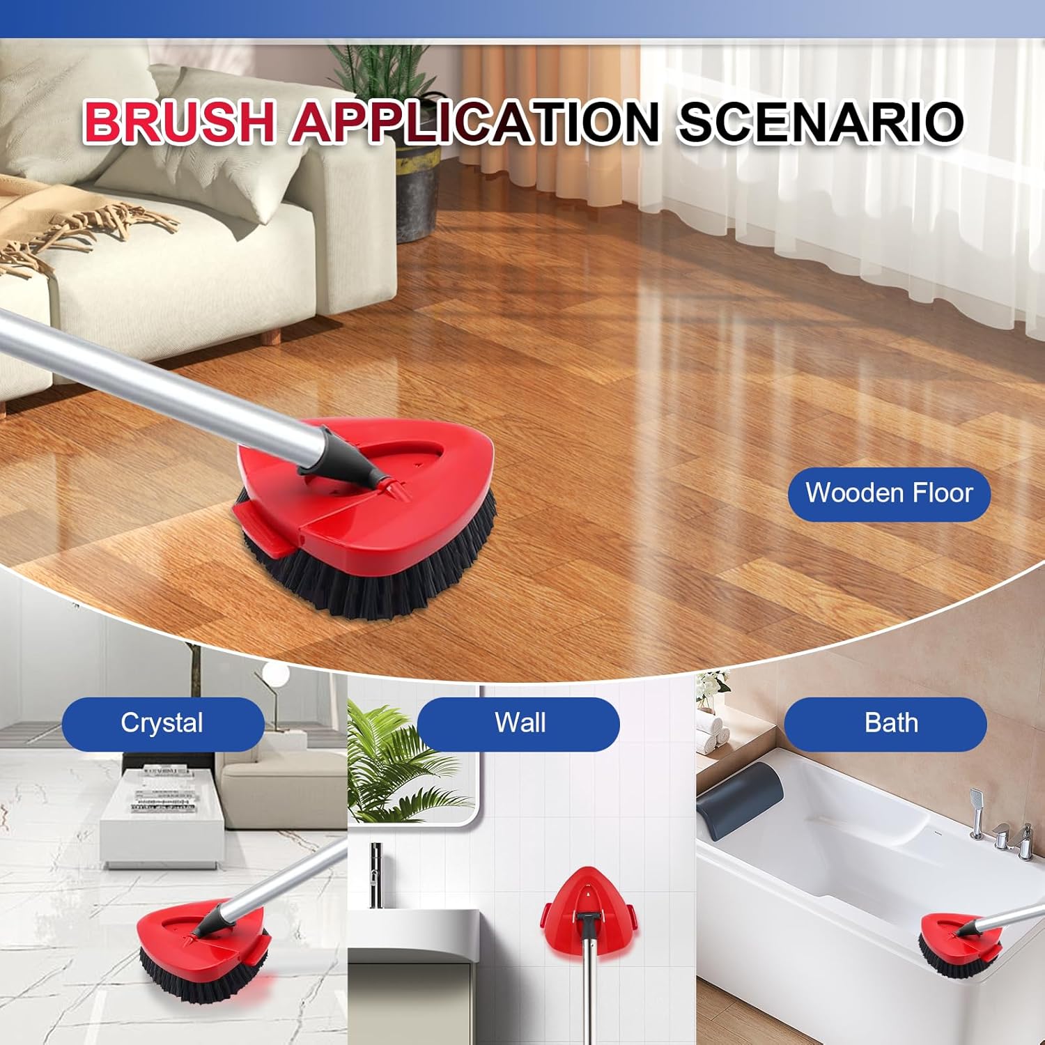 BywoBywo Upgraded Scrub Brush Mop Replacement Set 7 Pack