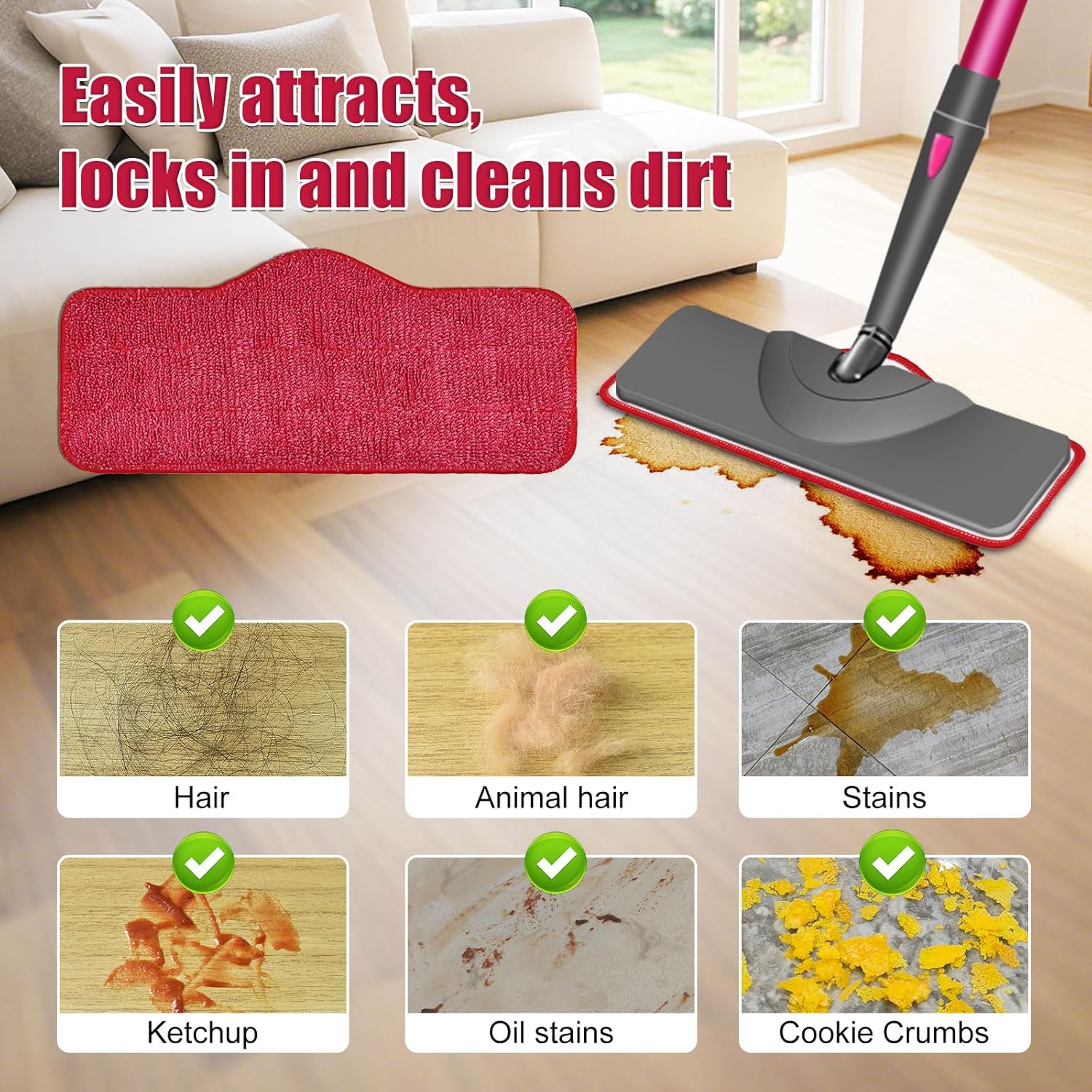 Yuunaie Steam Mop Pads 6-Pack for Schenley