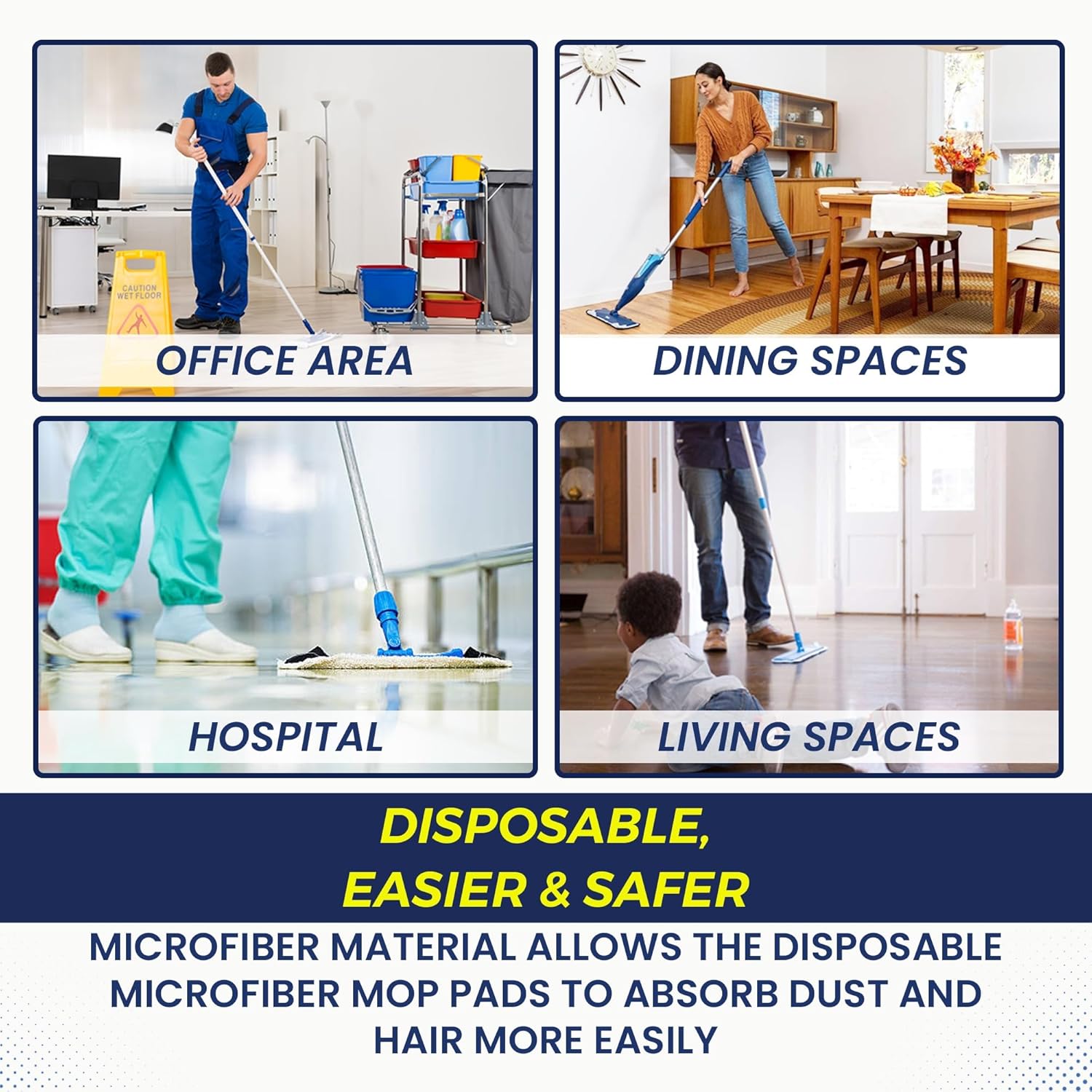 18 Inch Microfiber Mop Pad 24 Pack Replacement for Hook Loop Mop