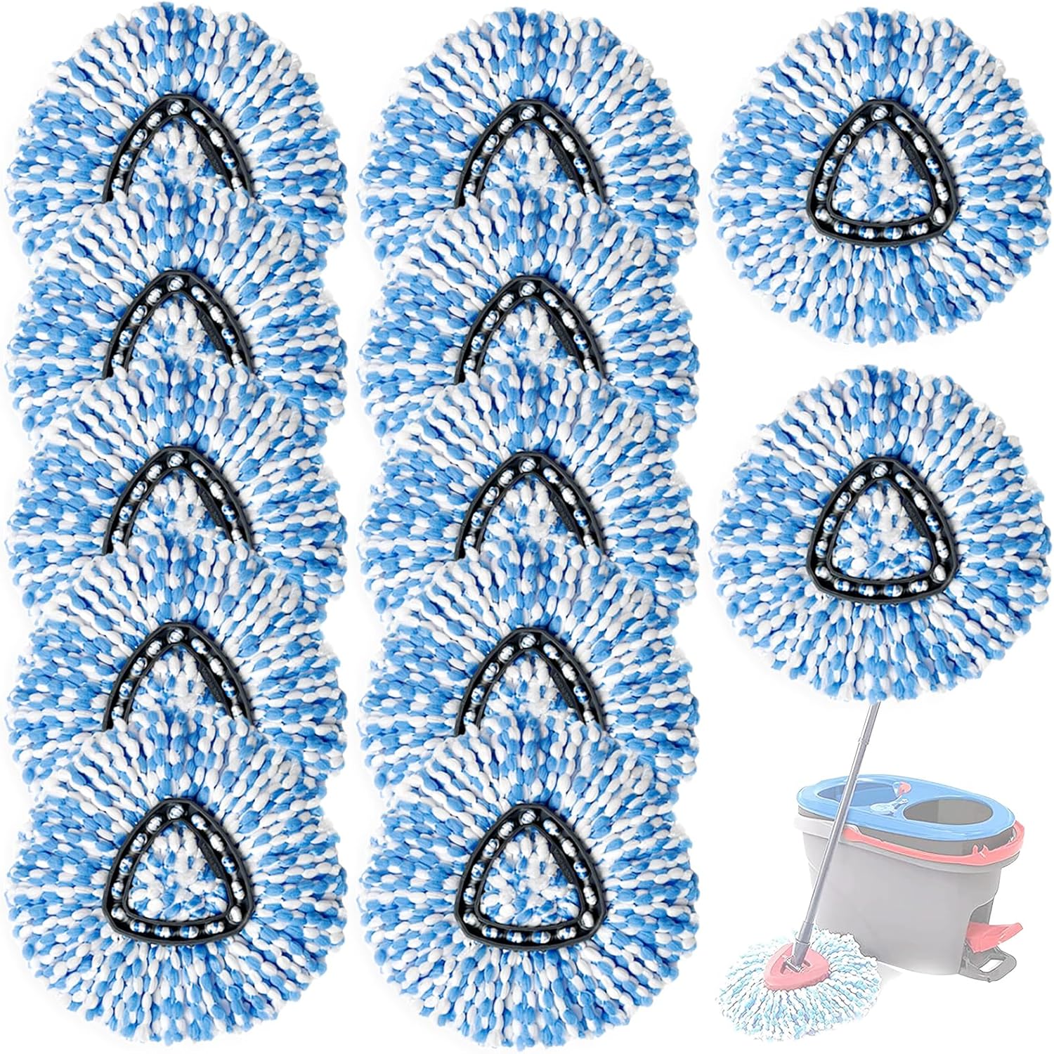 12 Pack Spin Mop Replacement Heads for RinseClean 2-Tank System
