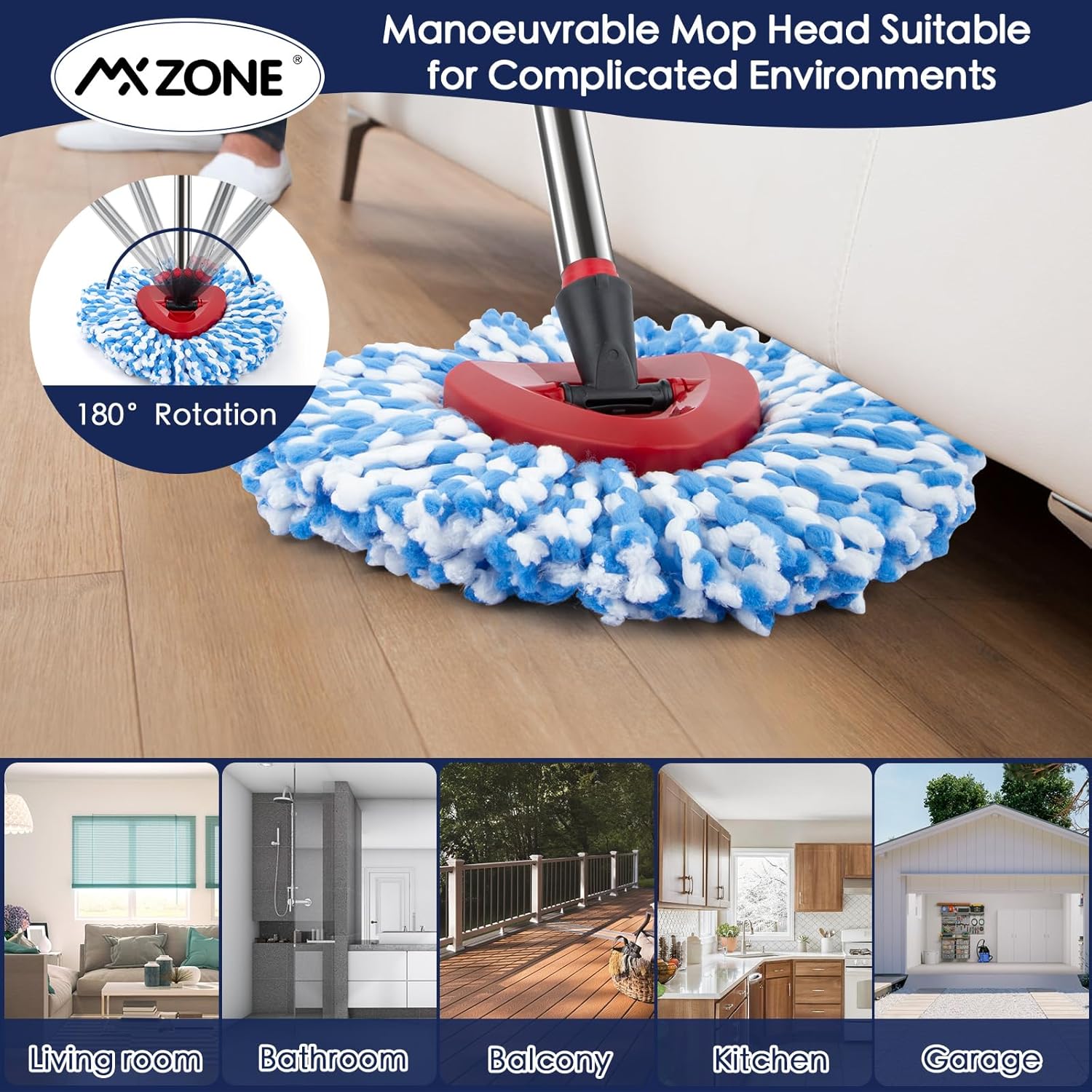 MXZONE Spin Mop Replacement Heads Set