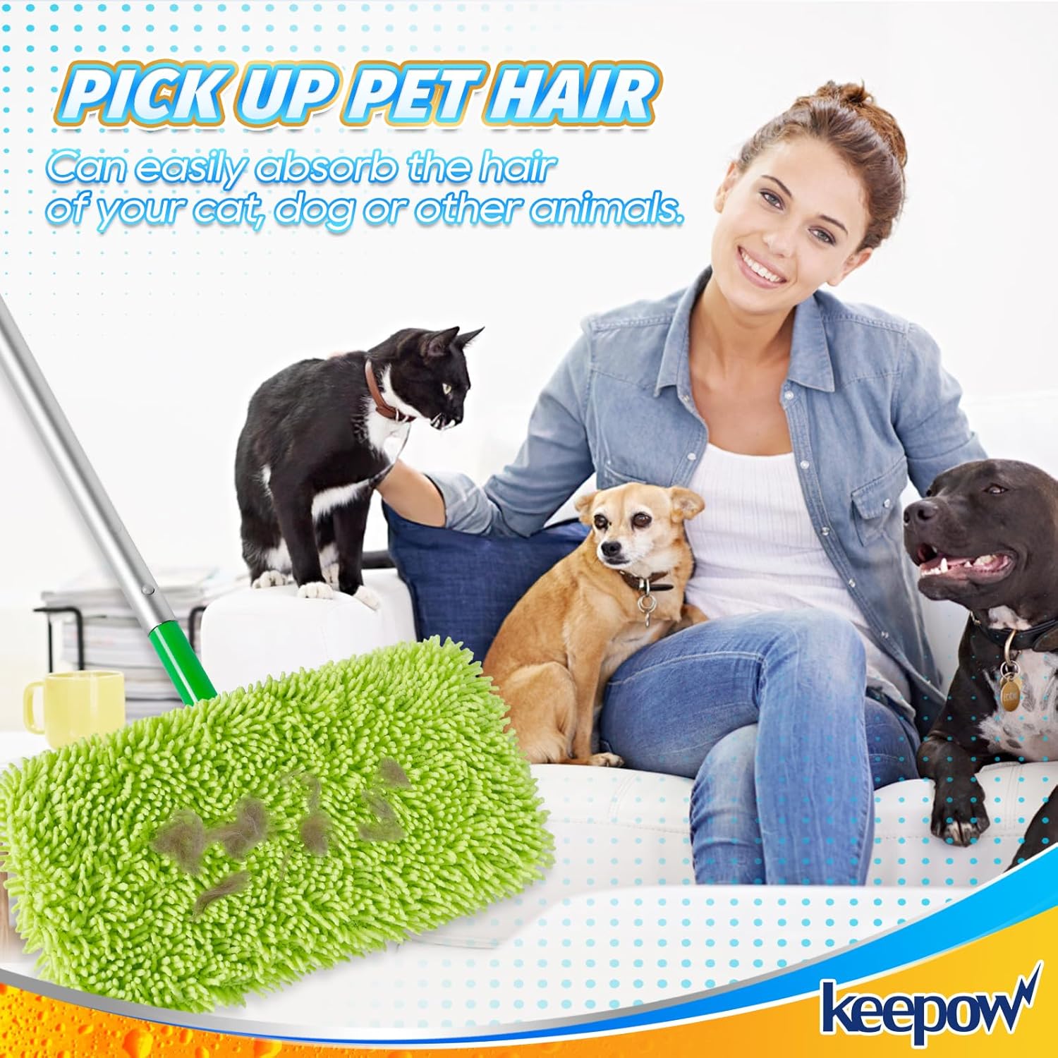 KEEPOW Reusable Microfiber Mop Pads 8 Pack