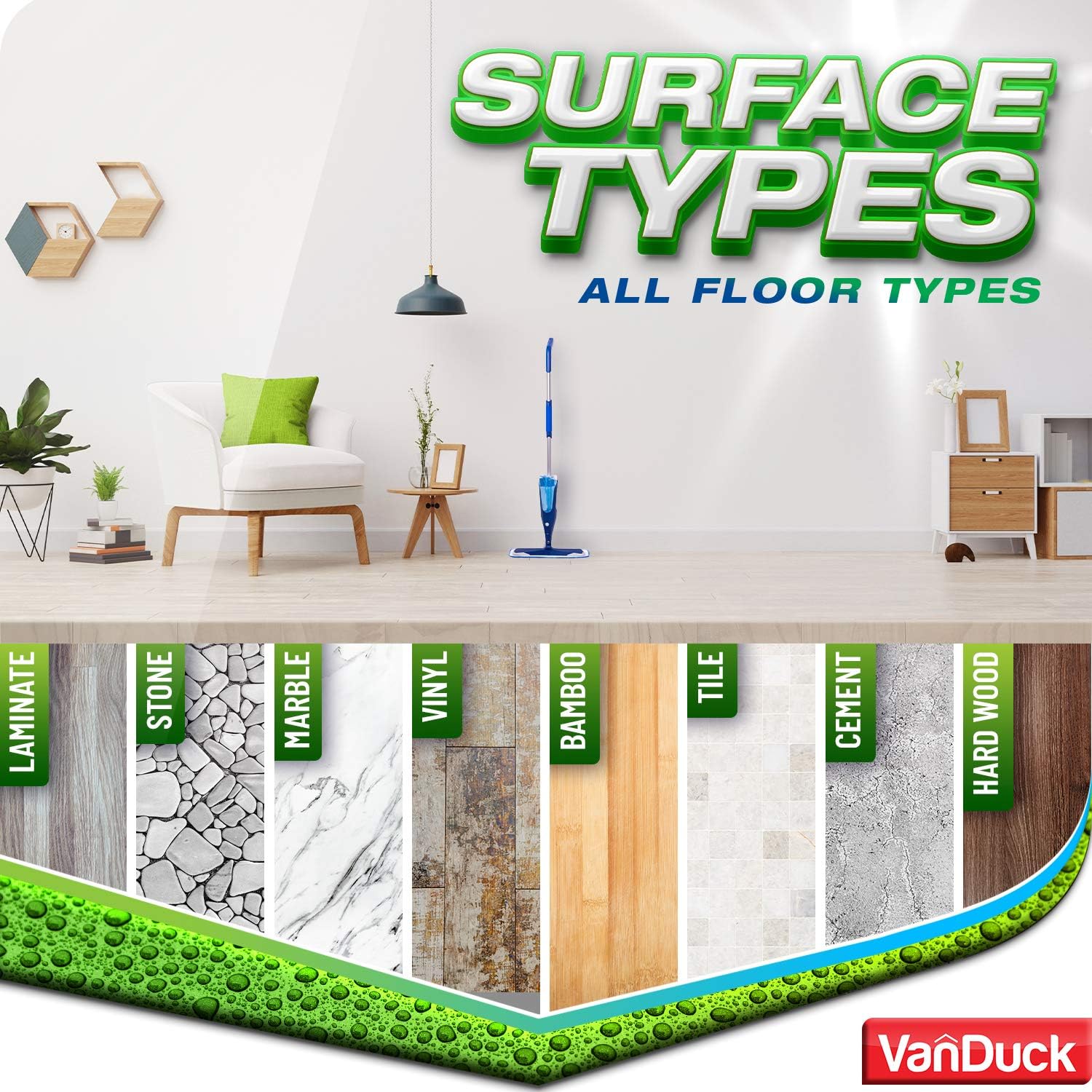 VanDuck Microfiber Mop Pads 3 Pack for Bona 18 Inch
