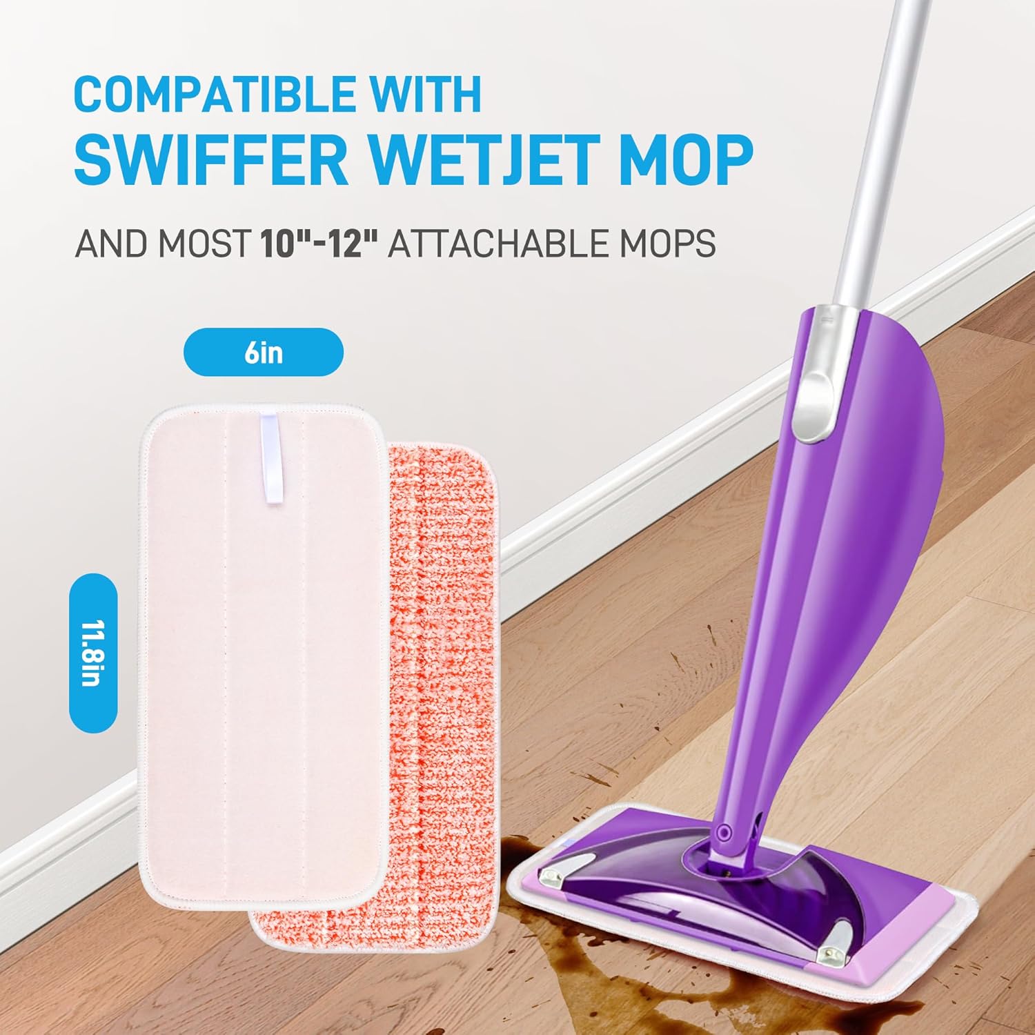 Bvhonwe 8 Pack Reusable Swiffer Wet Jet Mop Pads
