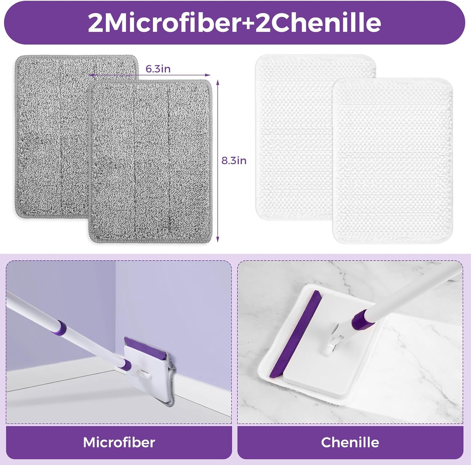 4 Replacement Mop Pads for Wlich Baseboard Cleaner 1