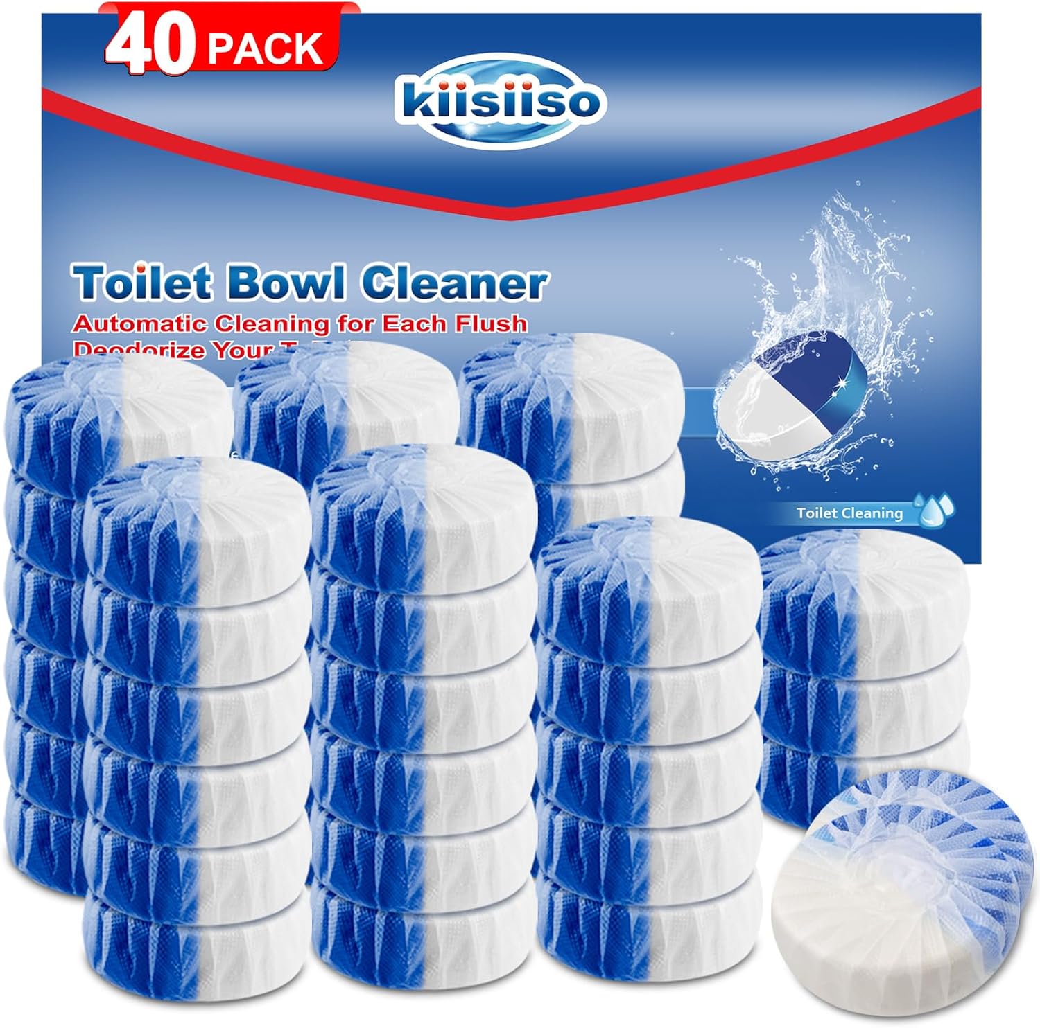 KIISIISO Toilet Cleaner Tablets 40 Pack Long-Lasting